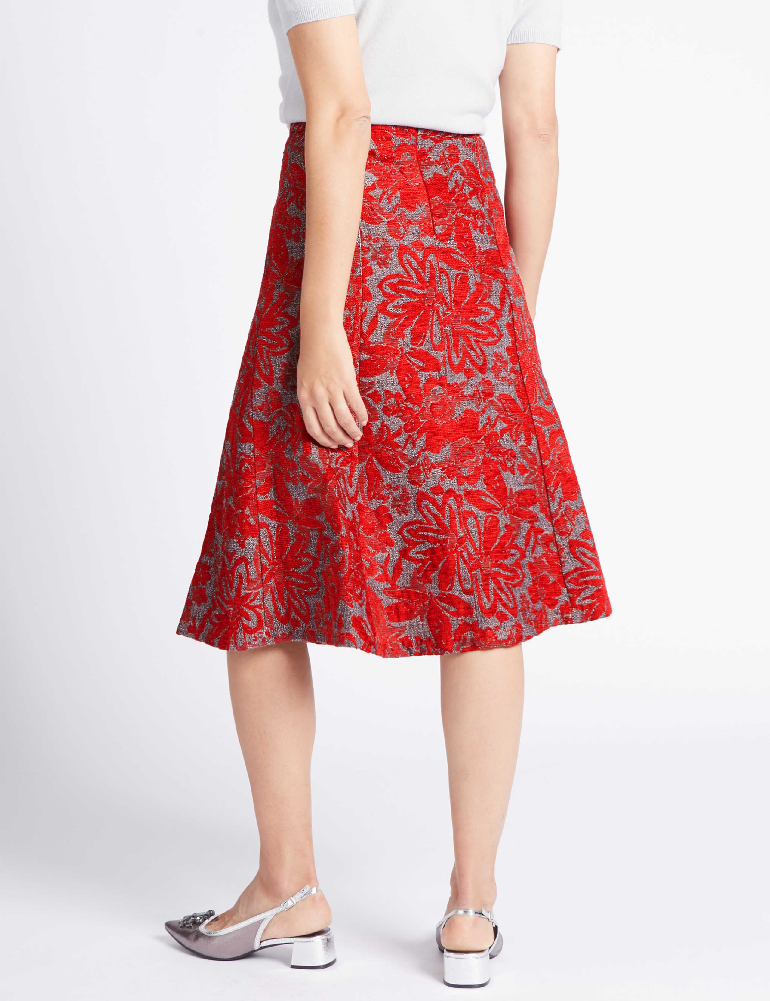 Floral Print A-Line Midi Skirt 4 of 5