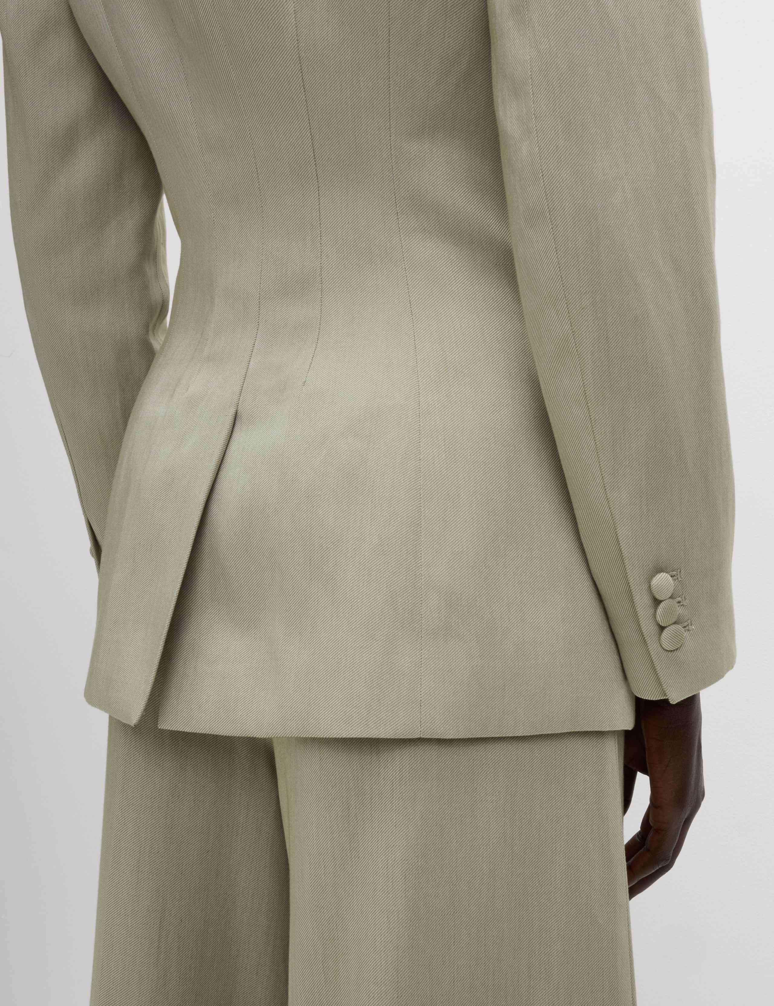 Linen Blend Single Breasted Cinched Waist Longline Blazer 7 of 7