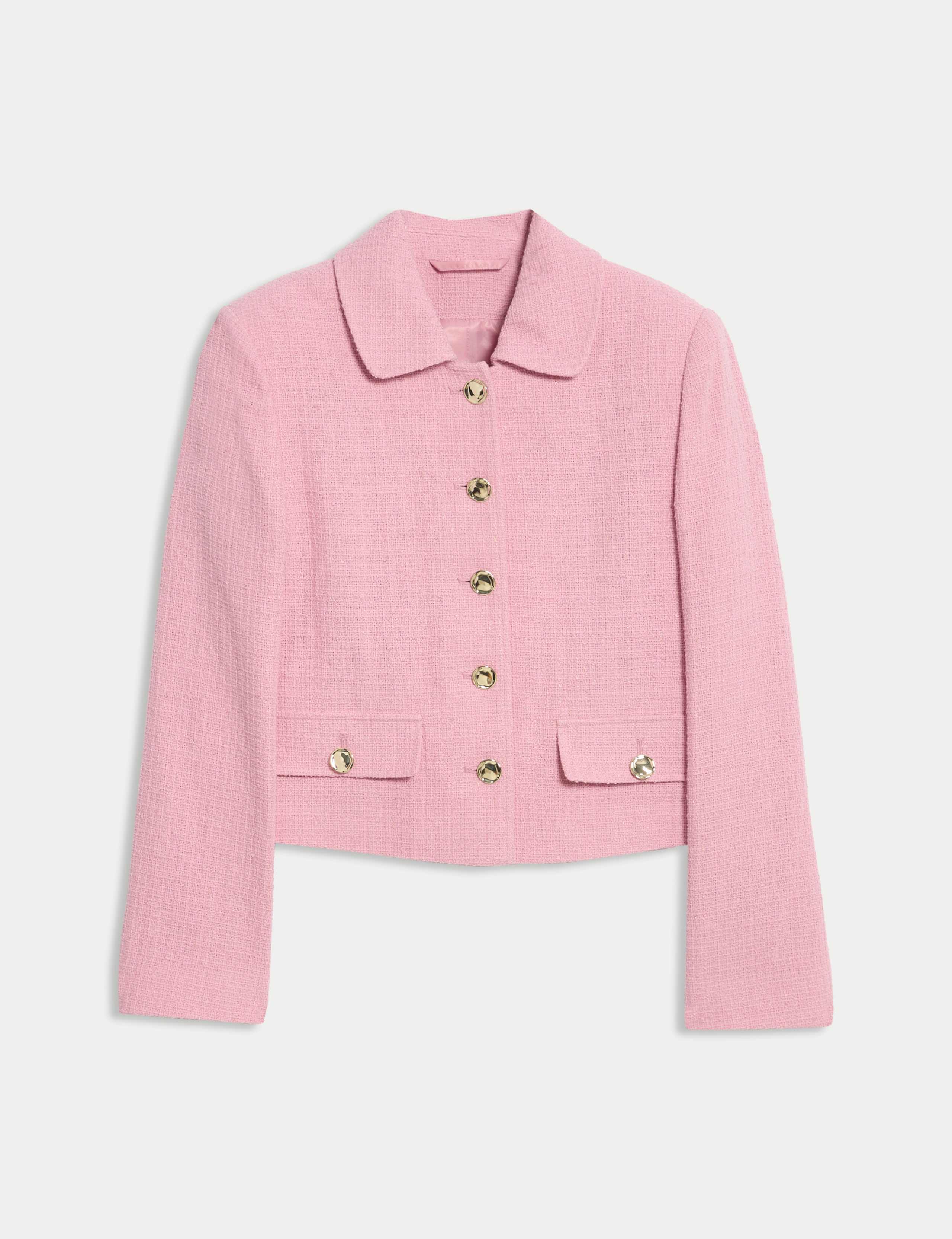 Tweed Cinched Collared Short Jacket 2 of 8