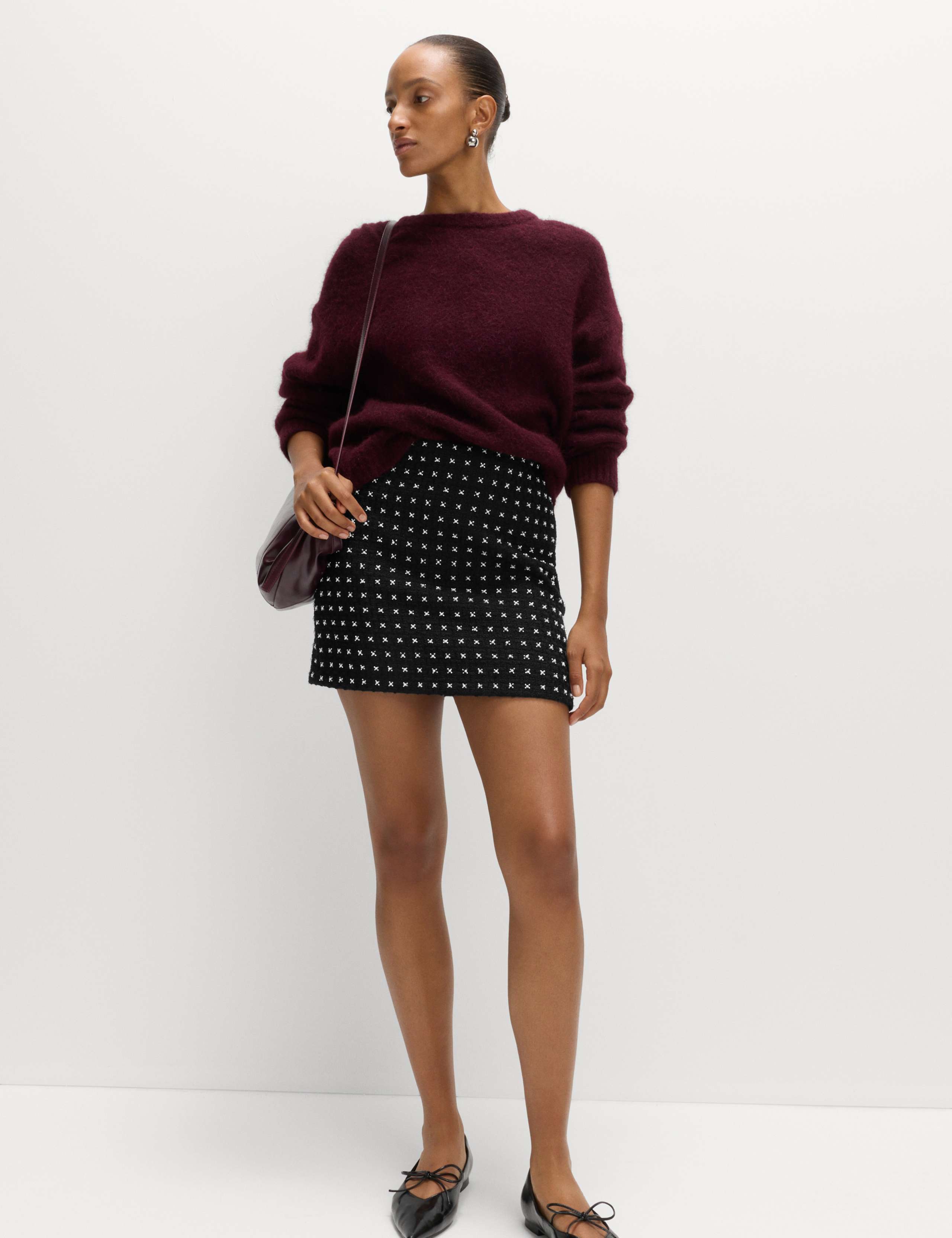 Tweed Embellished Mini A-Line Skirt 3 of 7