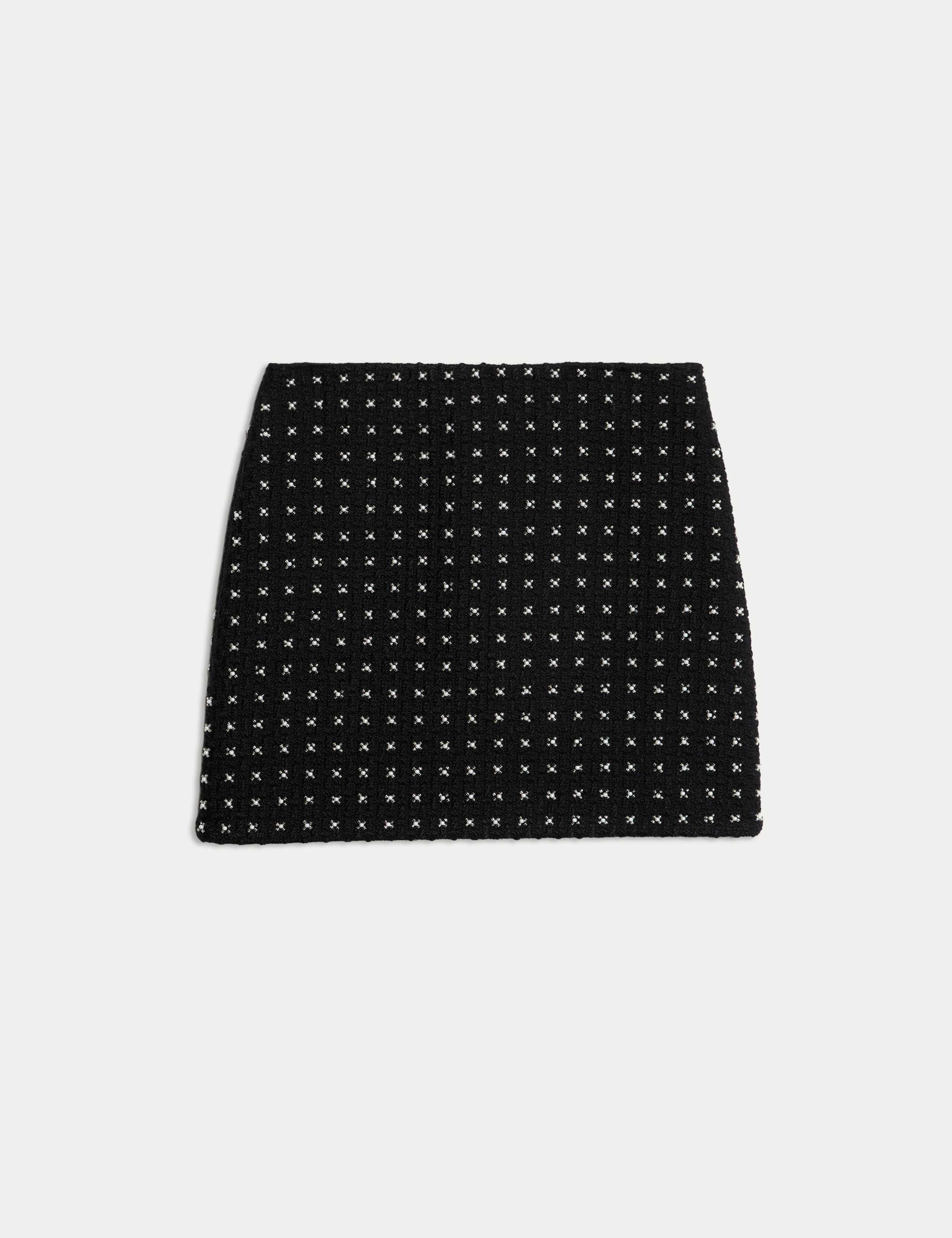 Tweed Embellished Mini A-Line Skirt 2 of 7