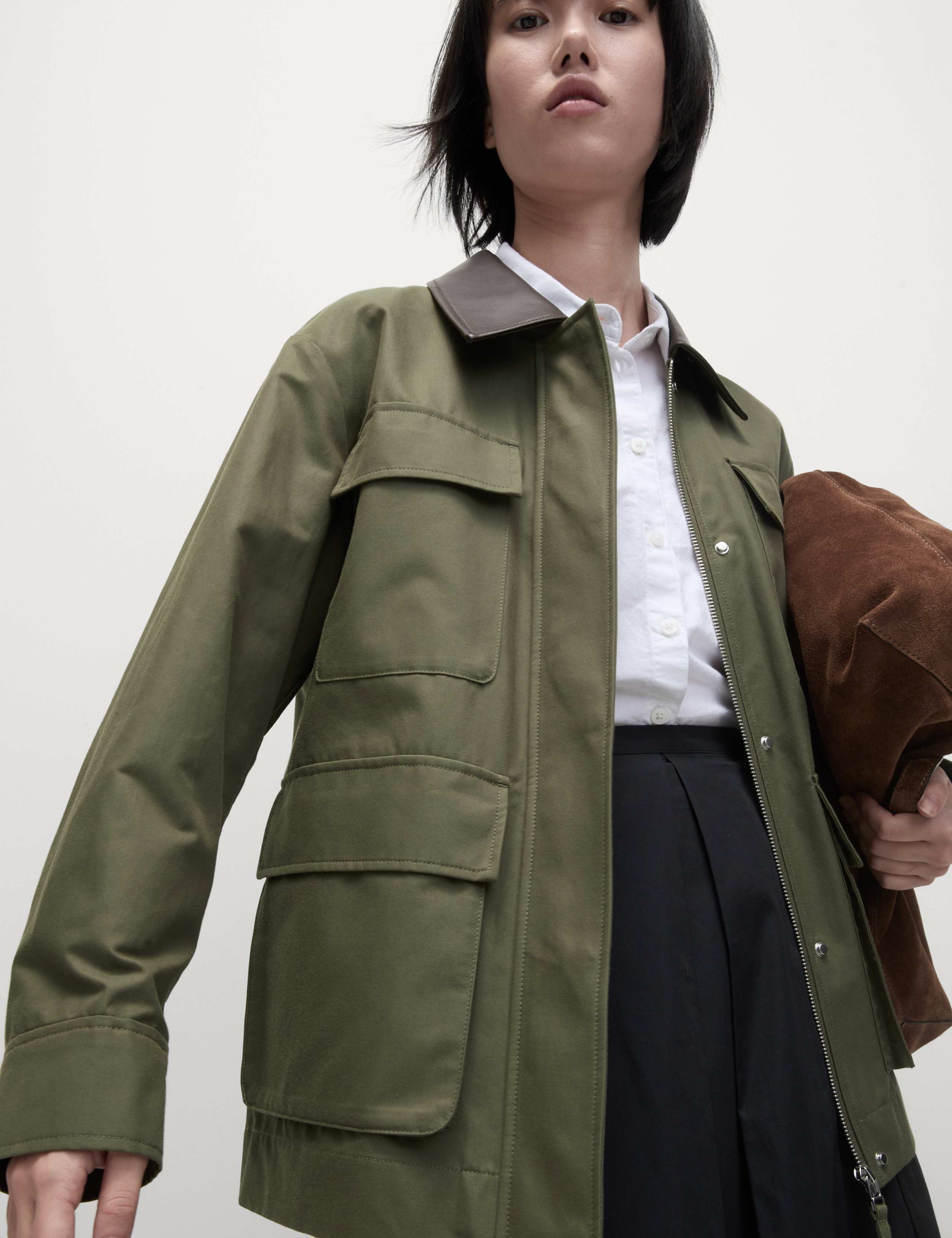 Cotton Rich Collared Short Utility Jacket 7 of 8
