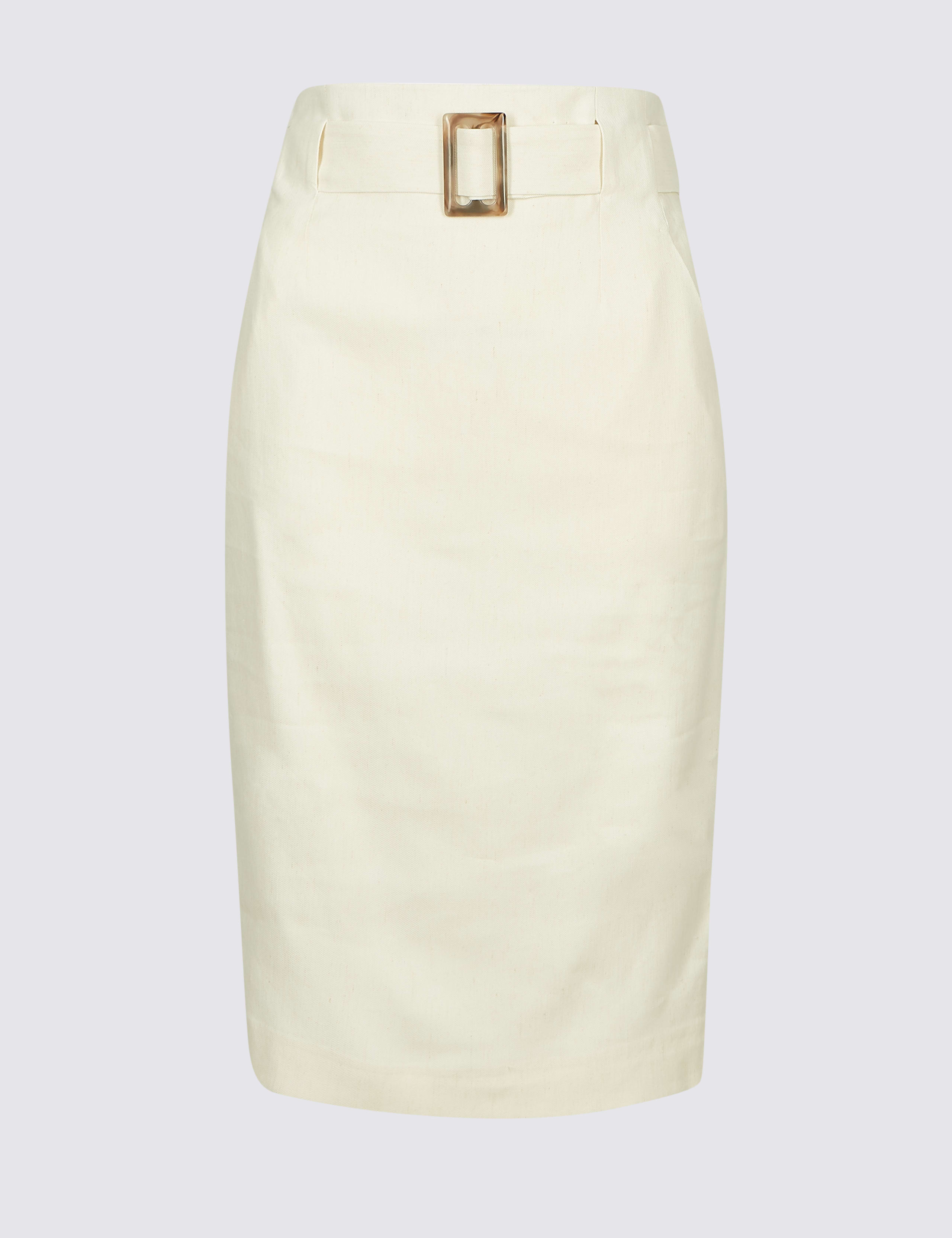 Linen Blend Pencil Skirt 2 of 5