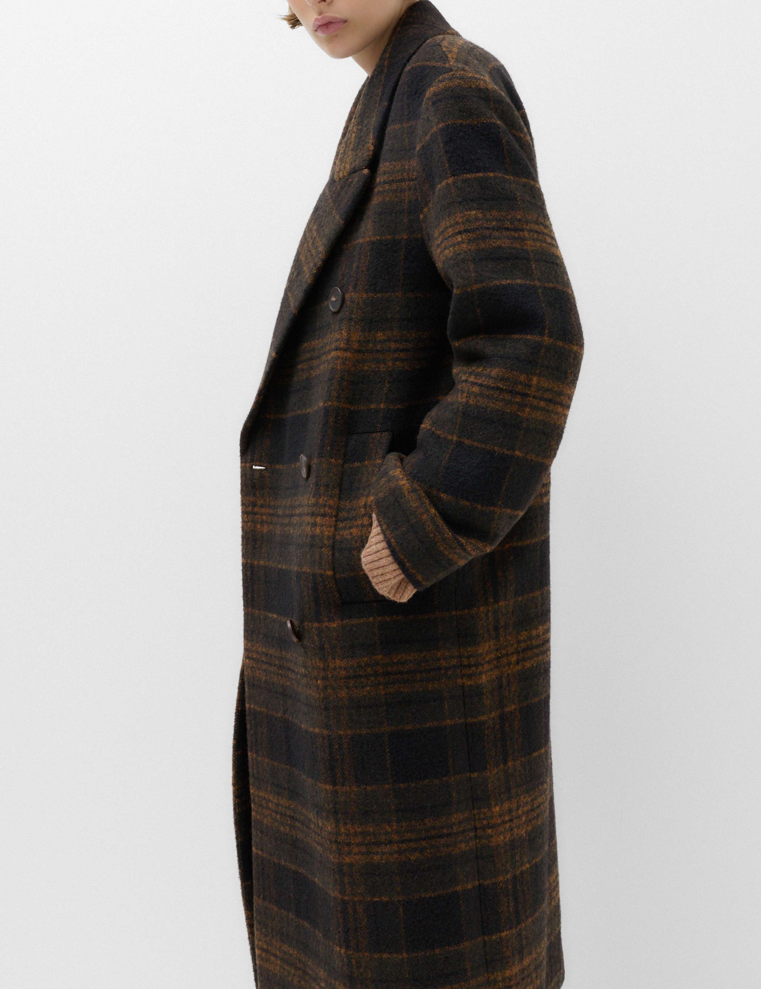 Checked Double Breasted Longline Coat 3 of 7