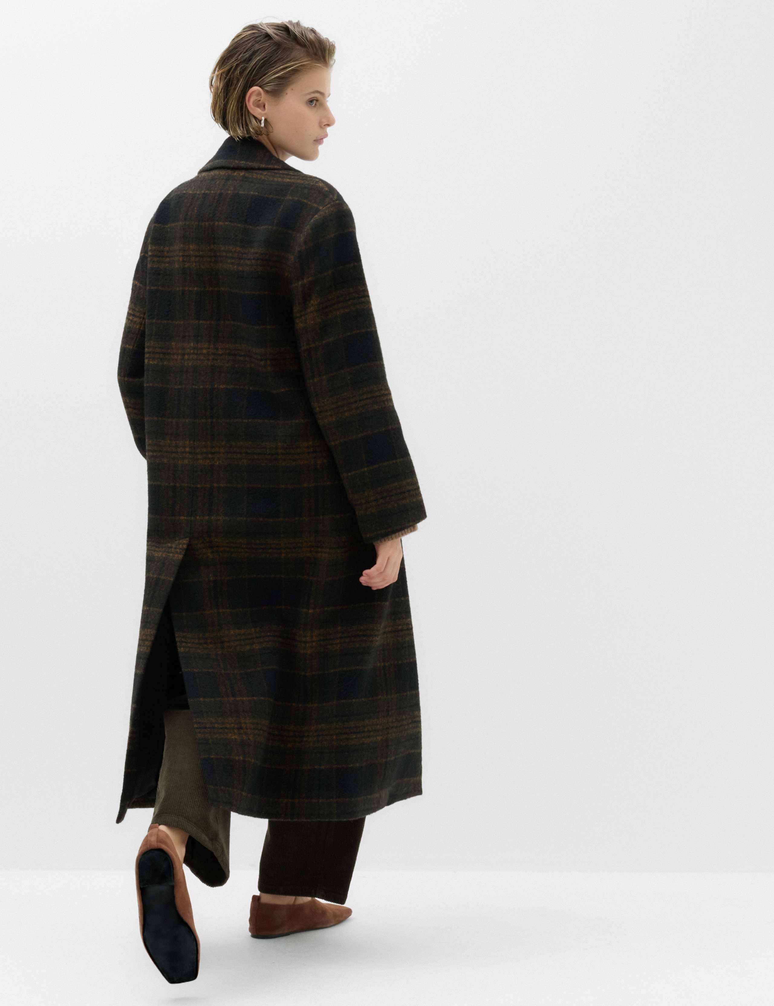 Checked Double Breasted Longline Coat 4 of 7