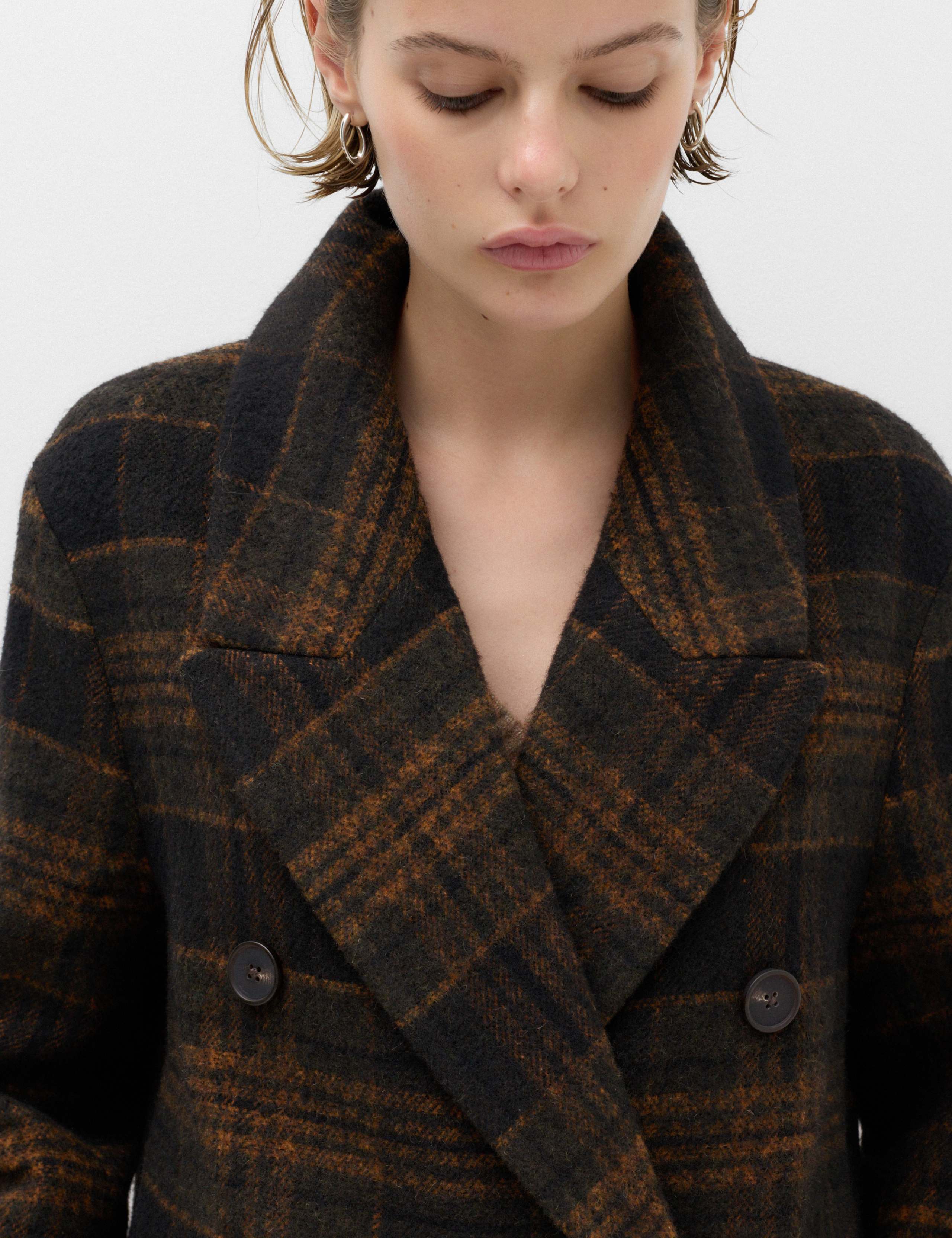 Checked Double Breasted Longline Coat 6 of 7