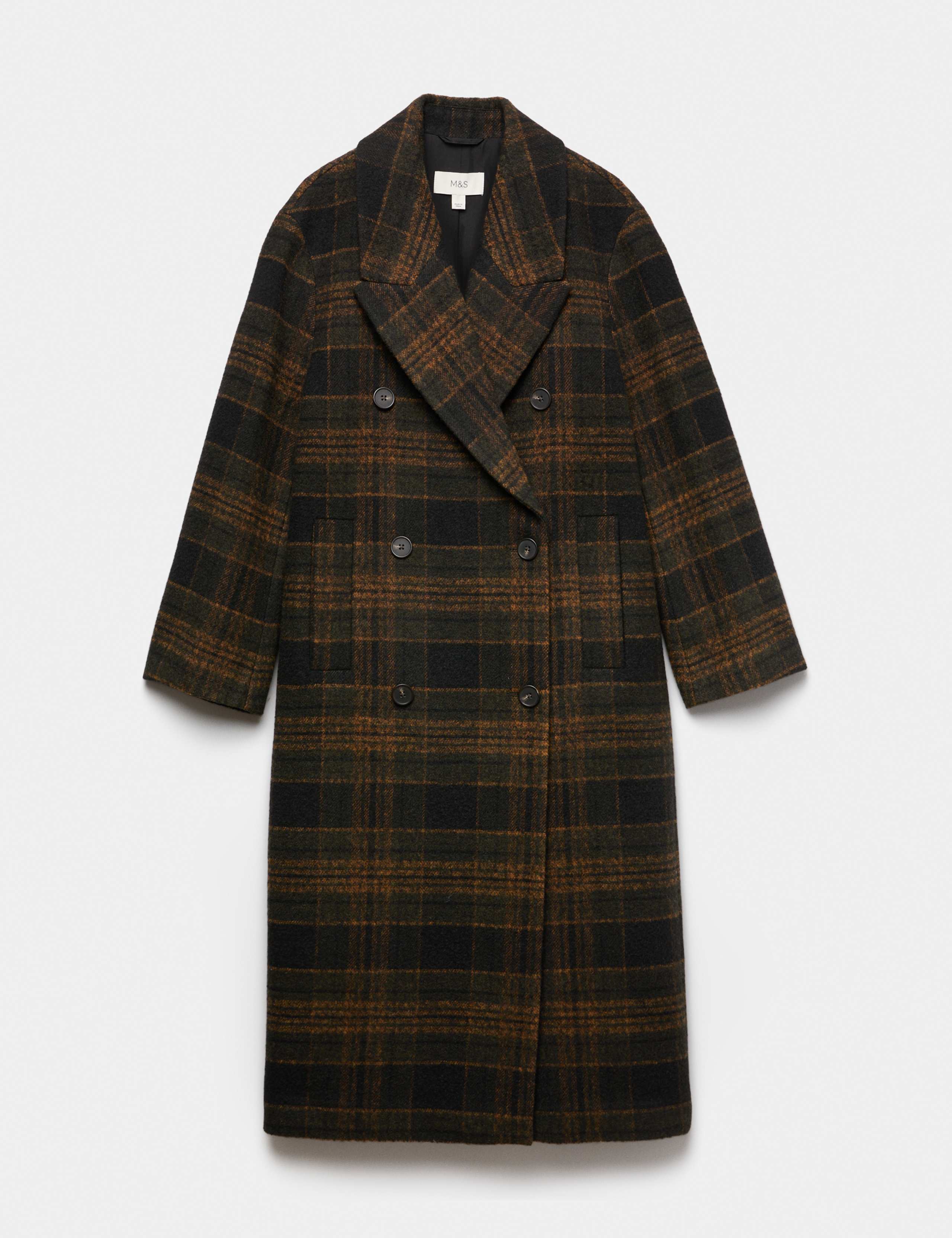 Checked Double Breasted Longline Coat 2 of 7