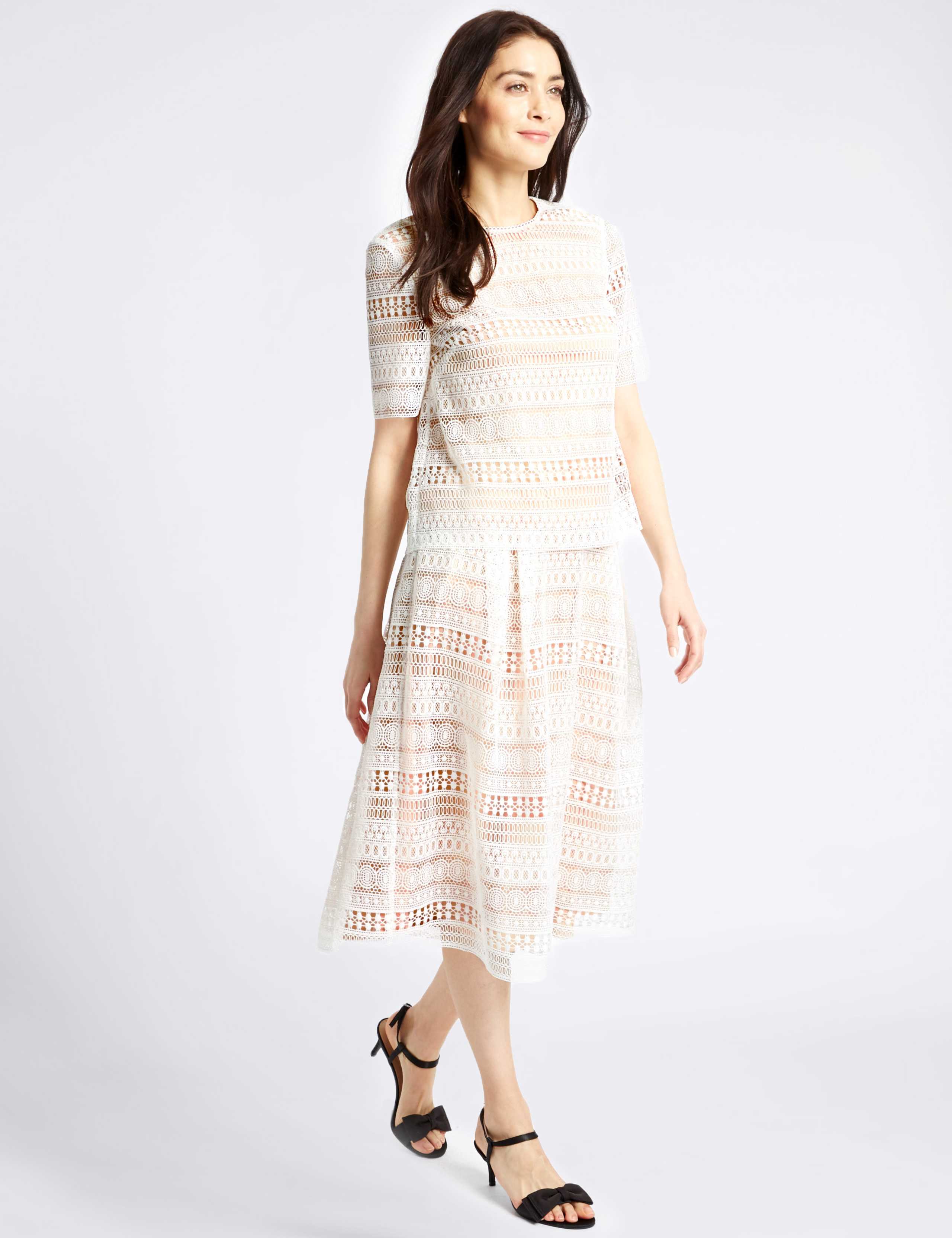 Lace Cutwork A-Line Midi Skirt 1 of 5