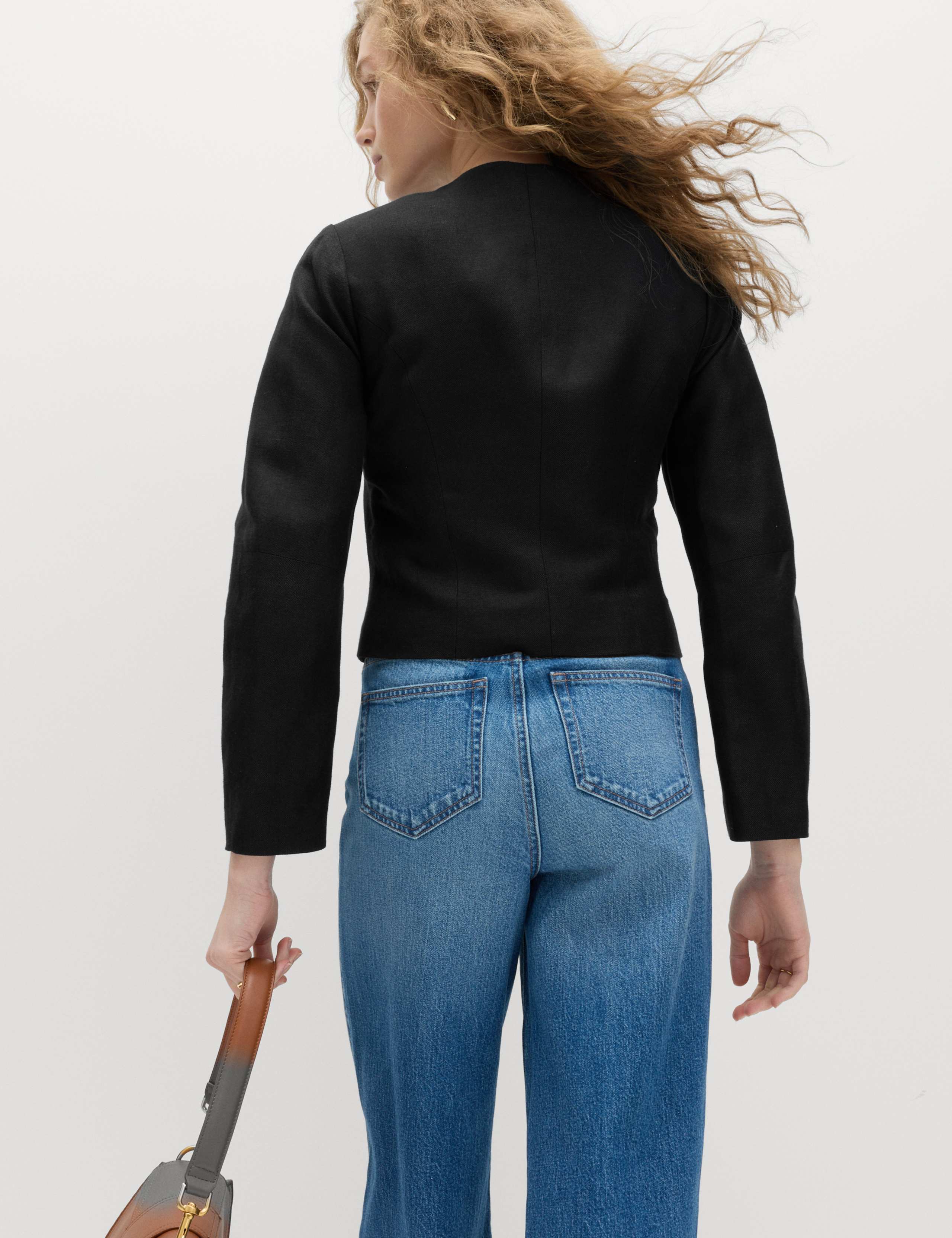 Linen Viscose Blend Collarless Jacket 5 of 6