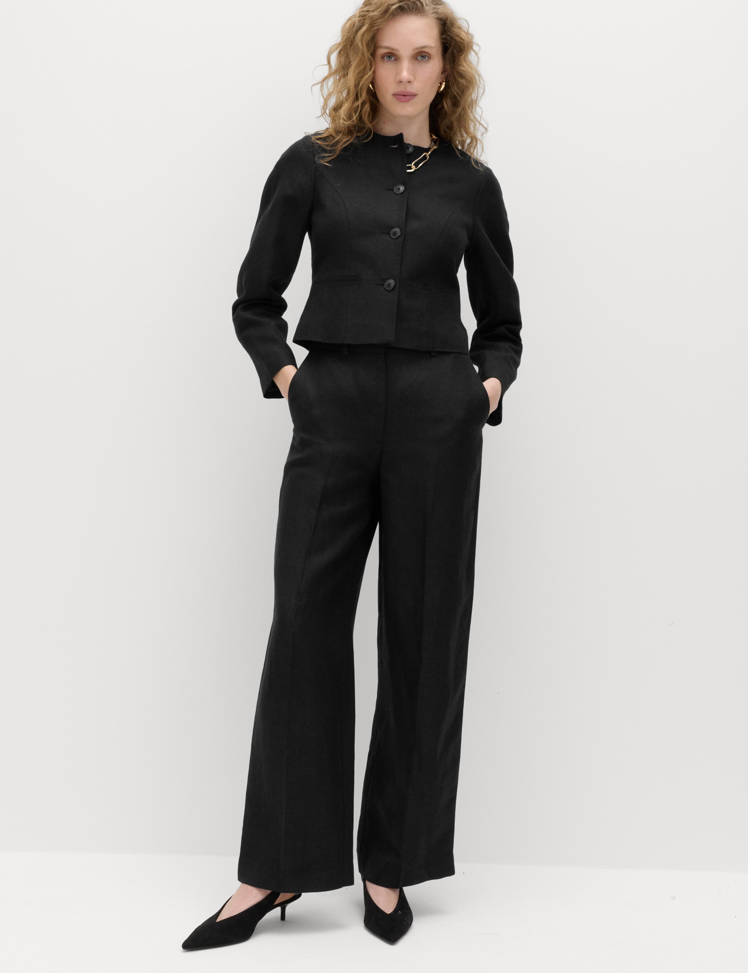 Linen Blend Relaxed Straight Trousers 3 of 6