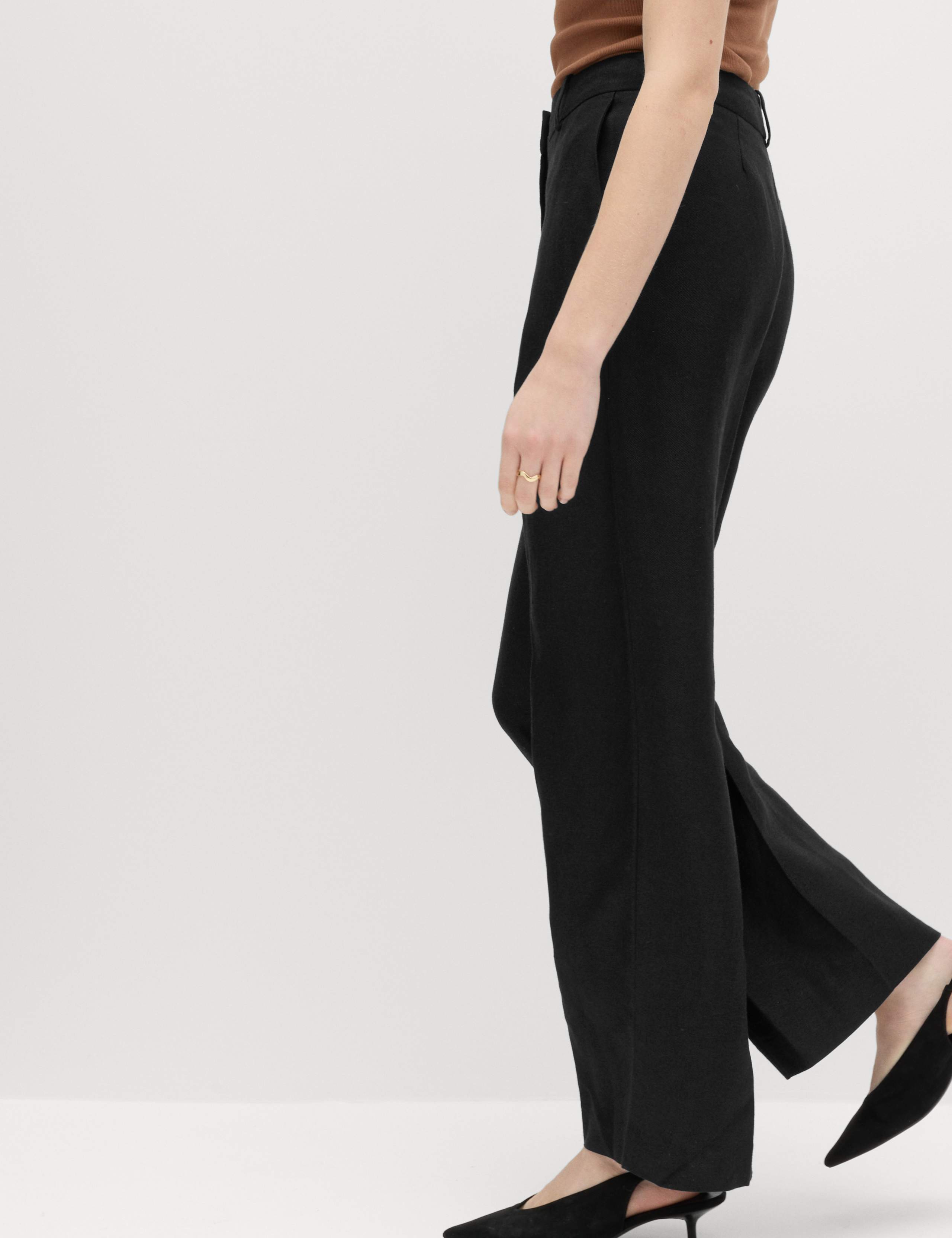 Linen Blend Relaxed Straight Trousers 4 of 6