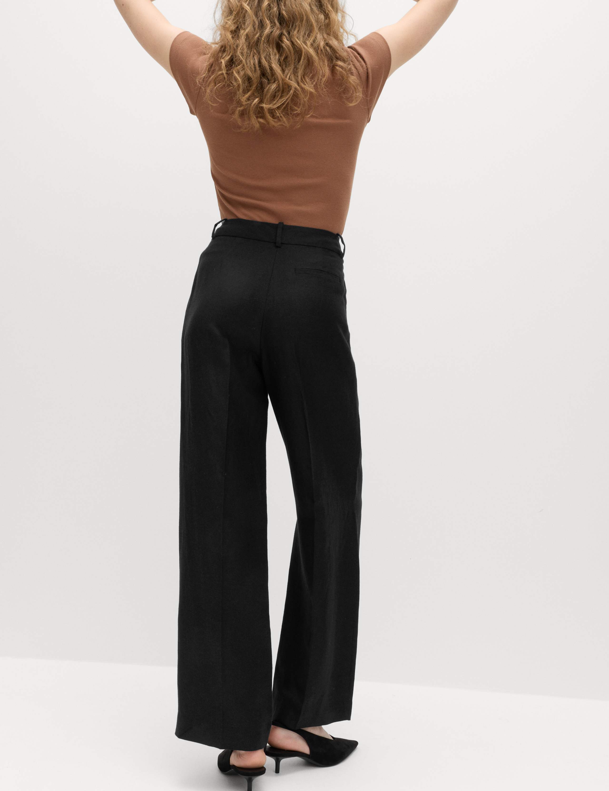 Linen Blend Relaxed Straight Trousers 6 of 6