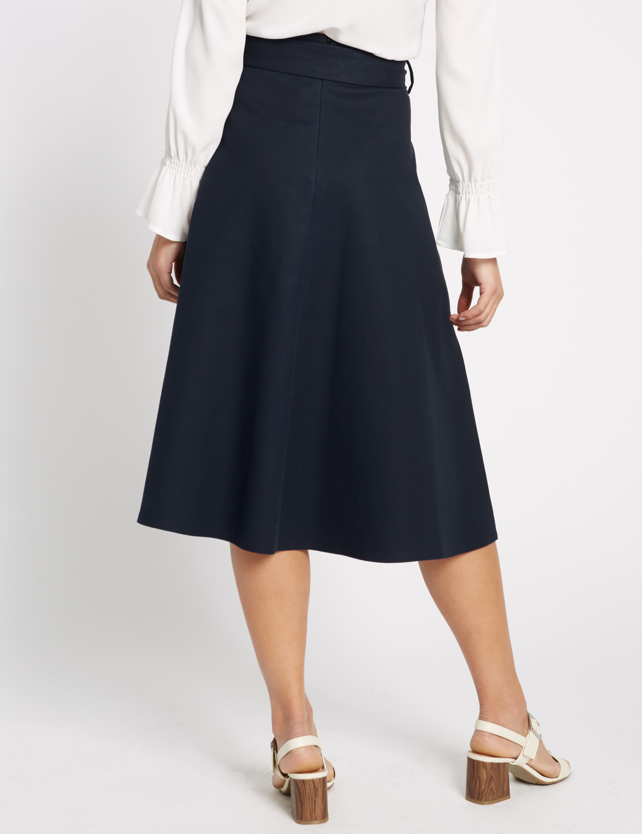 Cotton Rich Tie Detail A-Line Midi Skirt 3 of 4