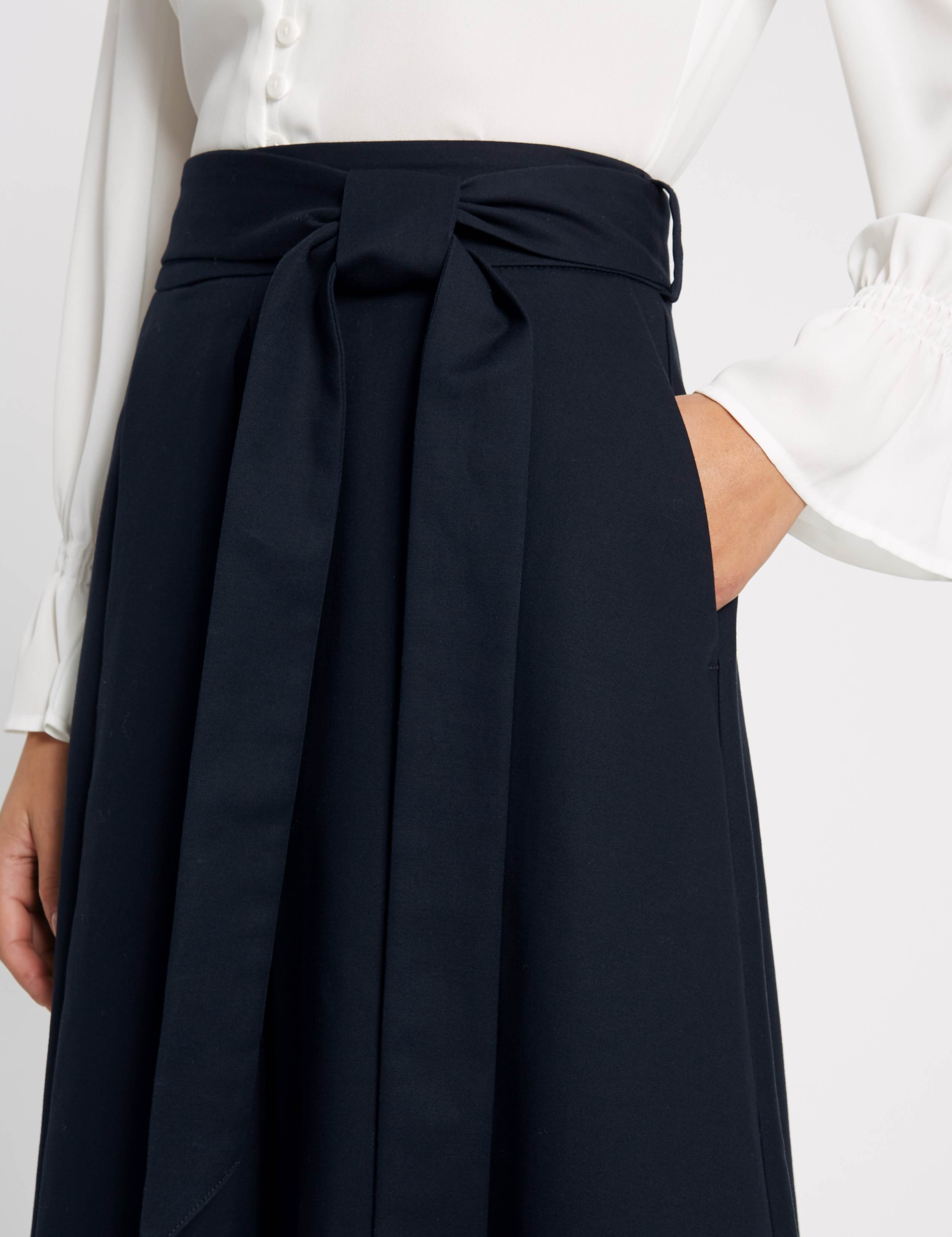 Cotton Rich Tie Detail A-Line Midi Skirt 4 of 4