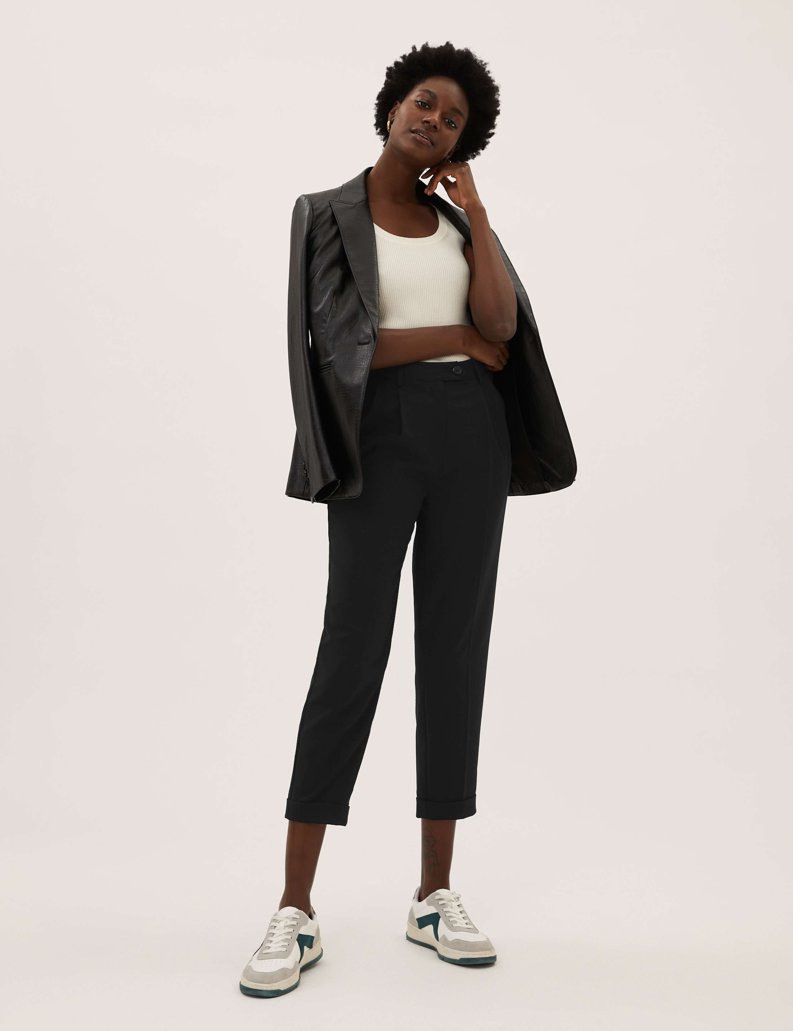 Pleat Front Tapered Ankle Grazer Trousers 6 of 6