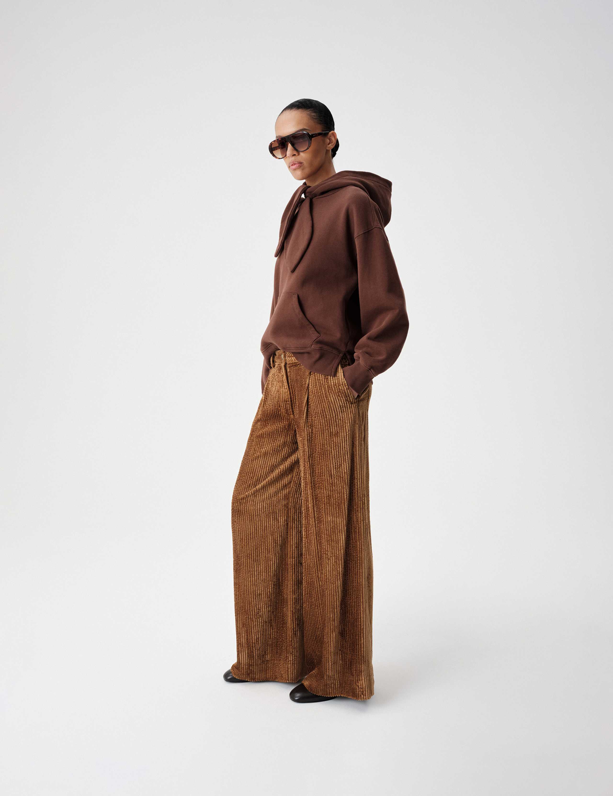 Velvet Cord Pleated Wide Leg Trousers 3 of 6