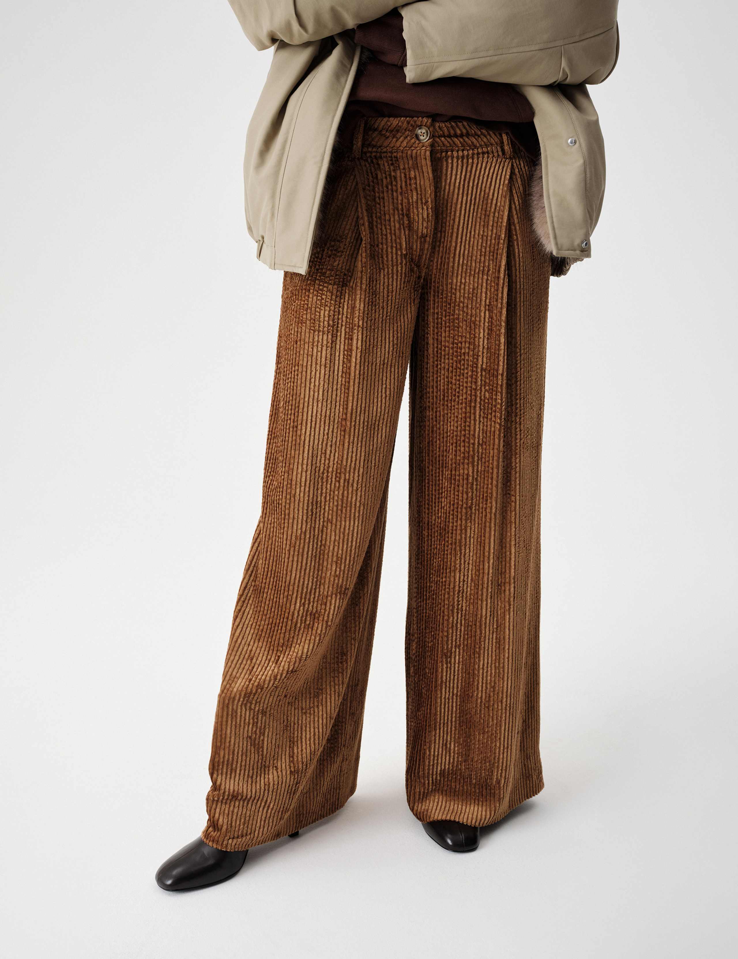 Velvet Cord Pleated Wide Leg Trousers 5 of 6