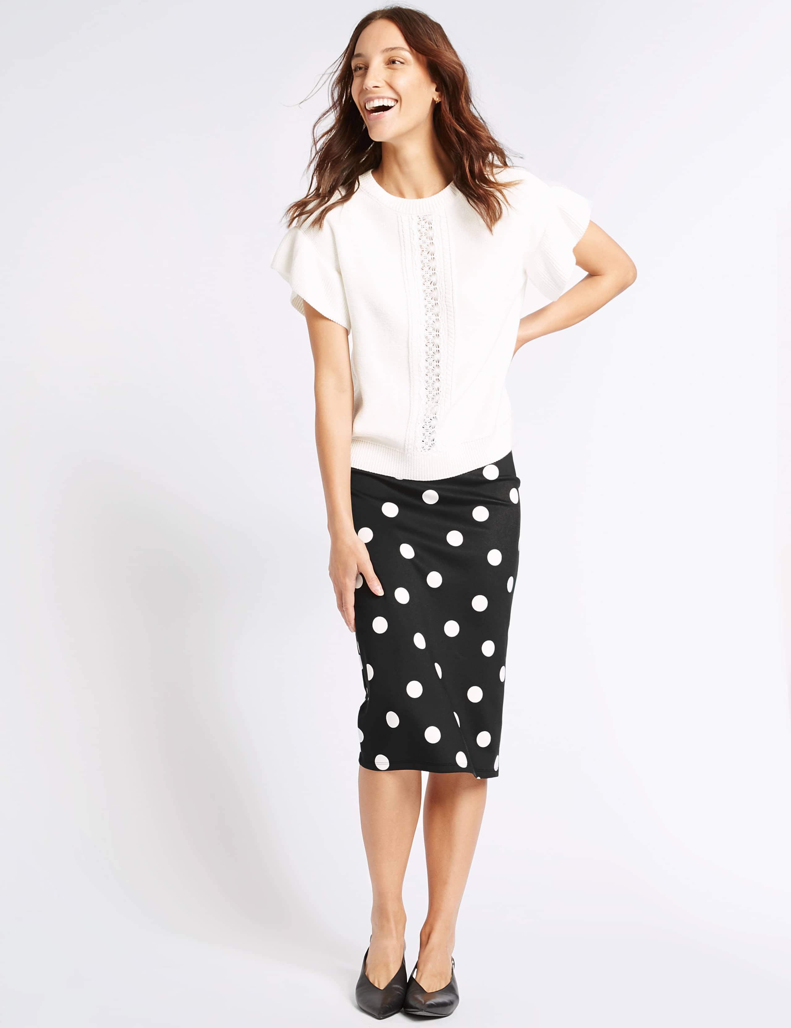 Scuba Spot Pencil Midi Skirt 1 of 5