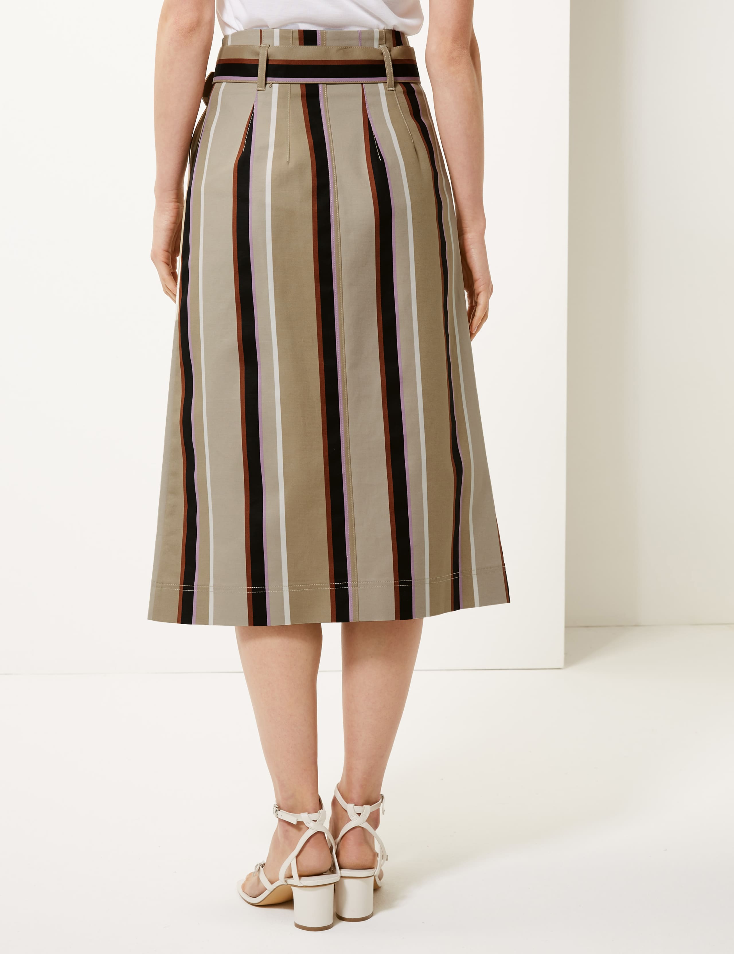 Striped Fit & Flare Midi Skirt 3 of 4