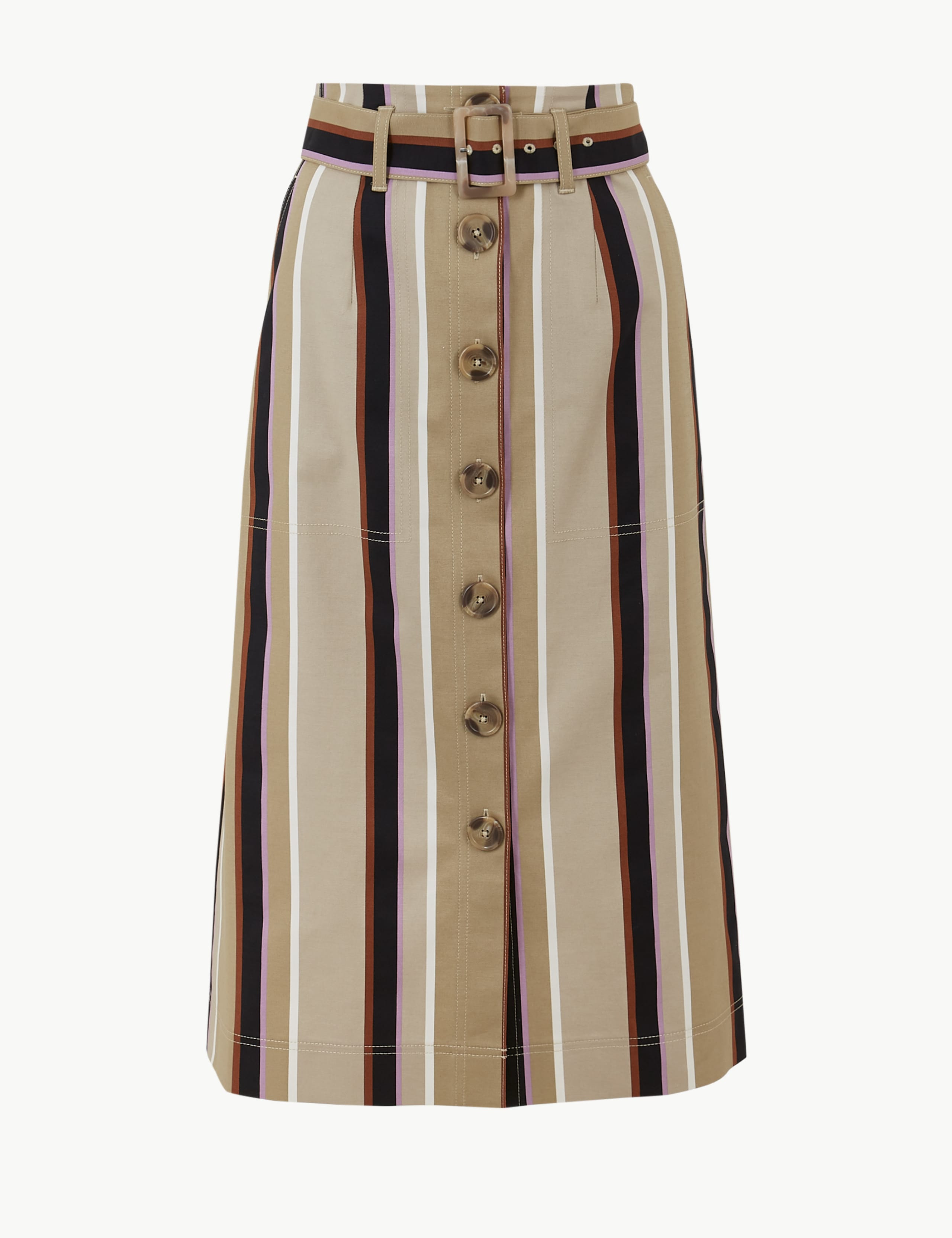 Striped Fit & Flare Midi Skirt 2 of 4