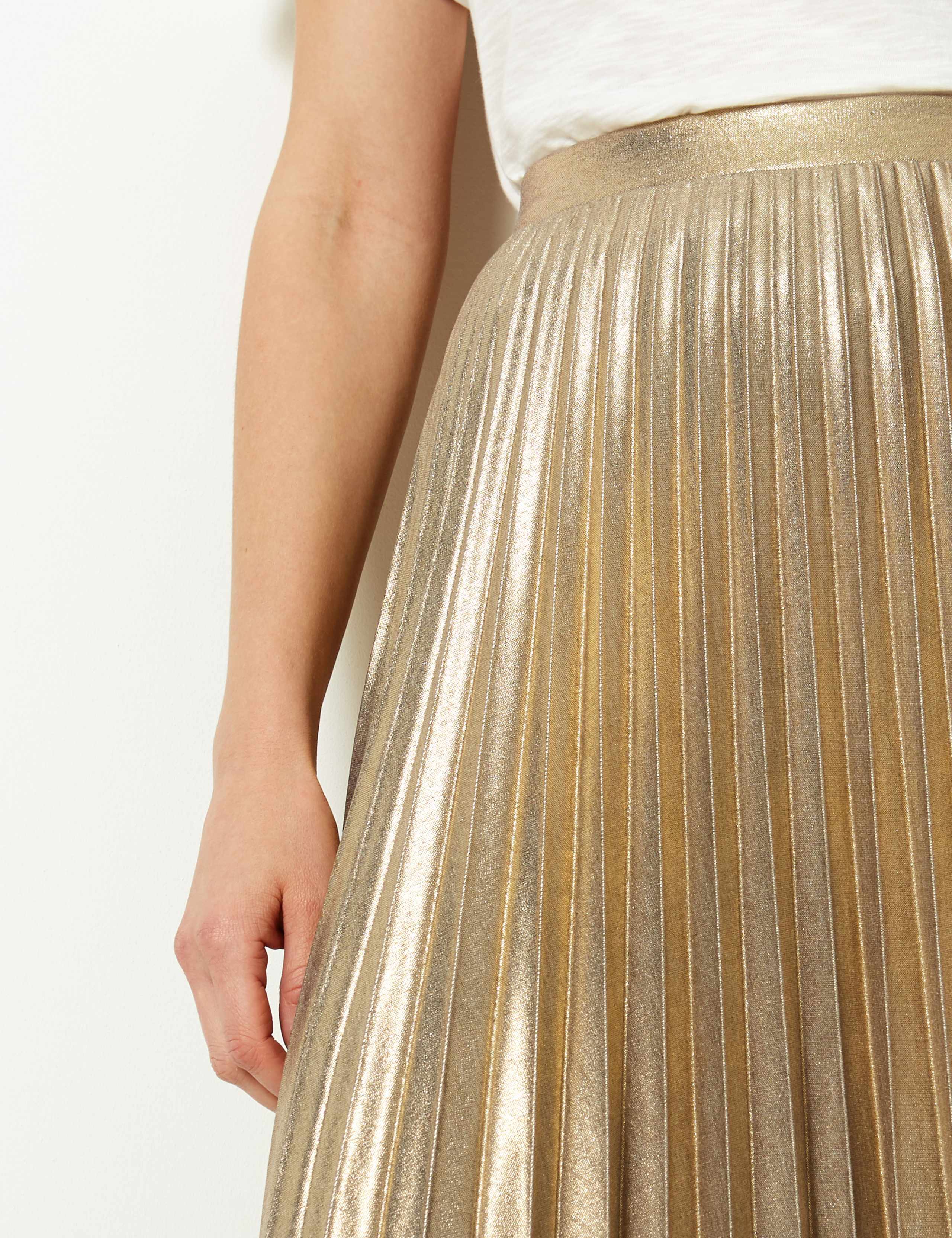 Metallic Jersey Pleated Skirt M&S Collection M&S IE