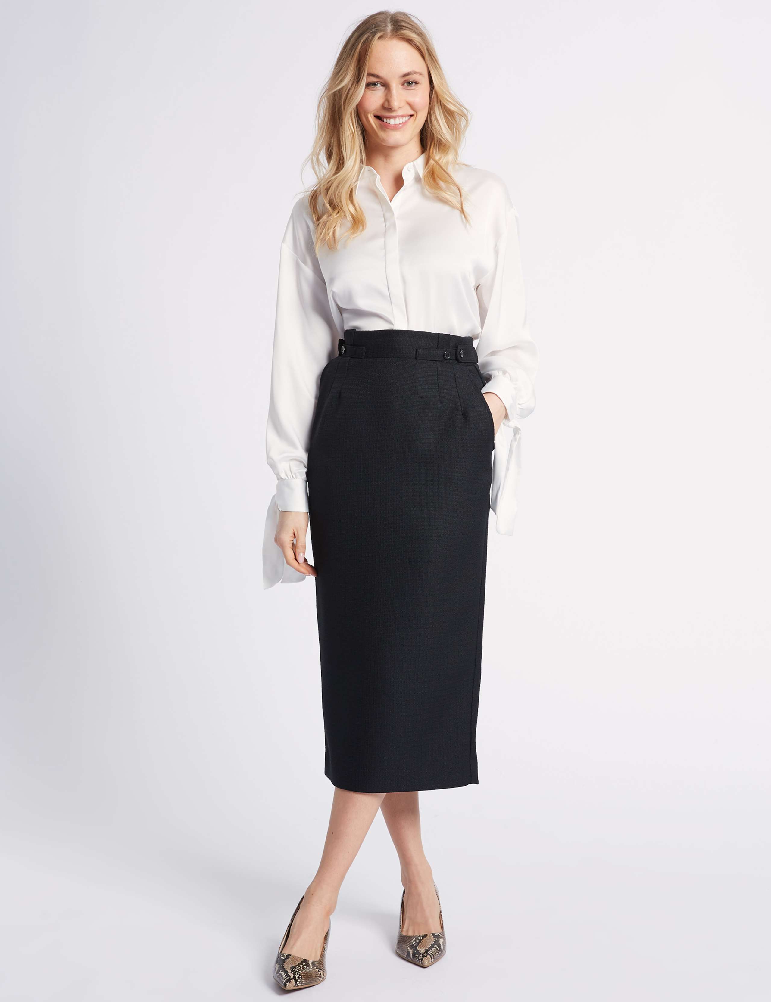 Textured Pencil Midi Skirt 1 of 5