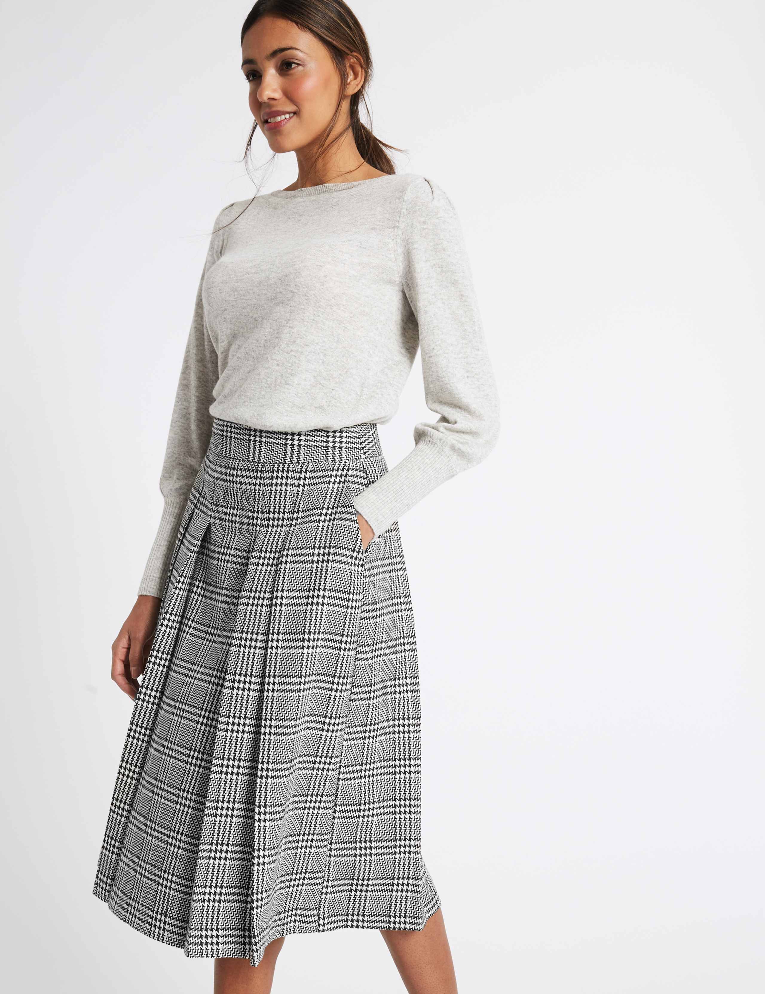 Pleated Check A-Line Midi Skirt 3 of 5