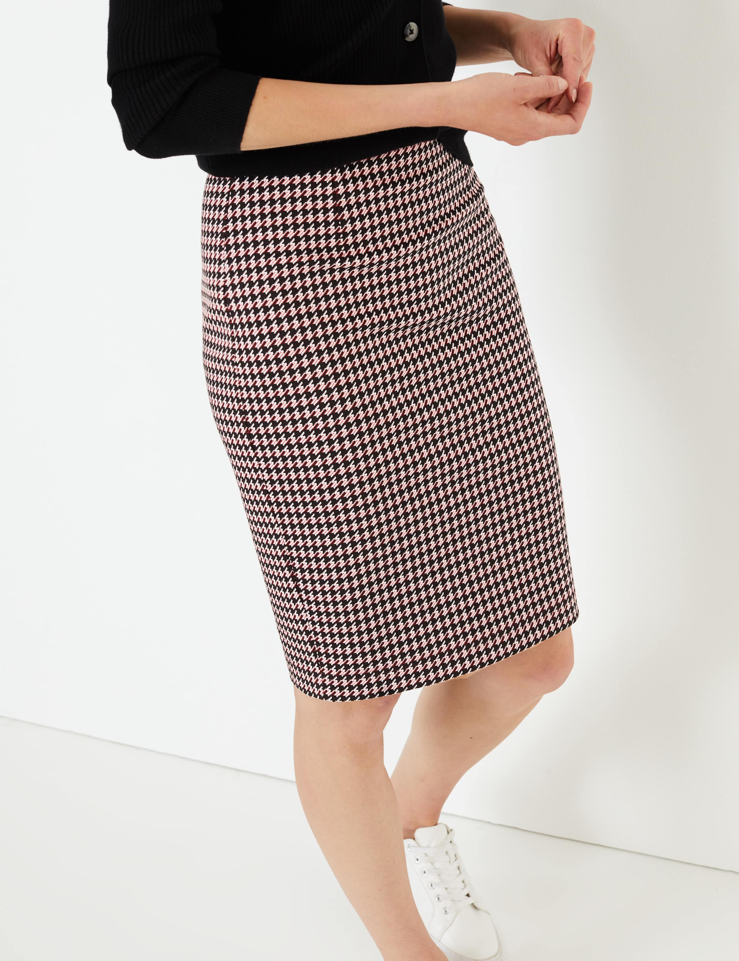 Jersey Dogtooth Pencil Skirt 3 of 4