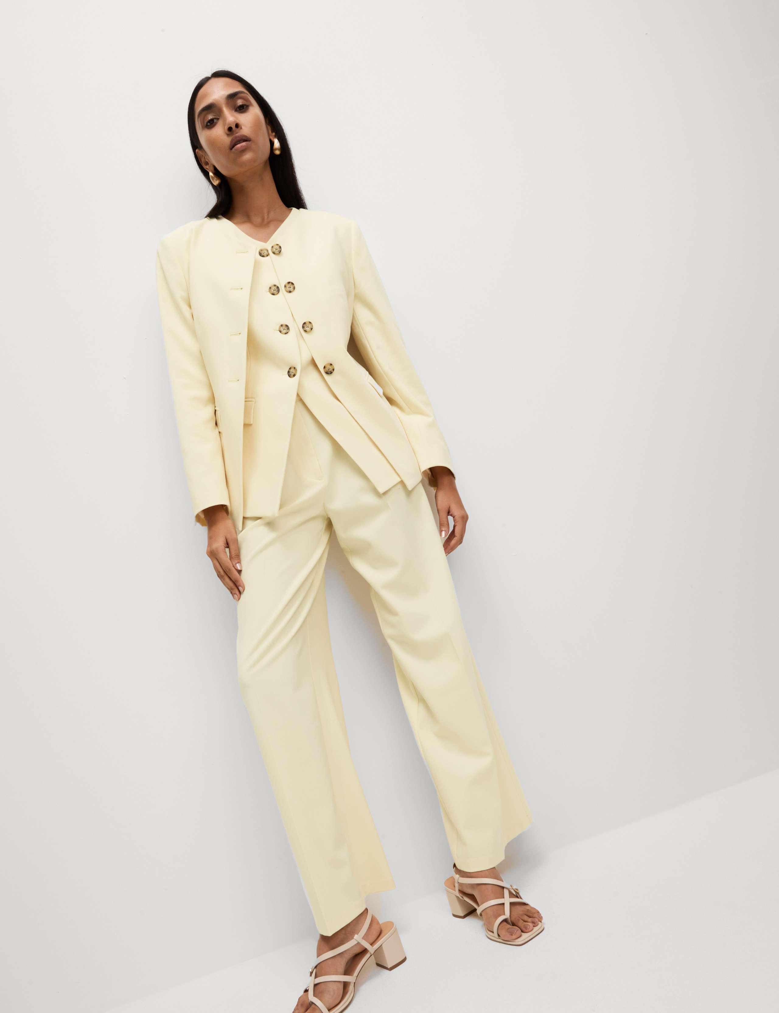 Tailored Collarless Blazer 3 of 5