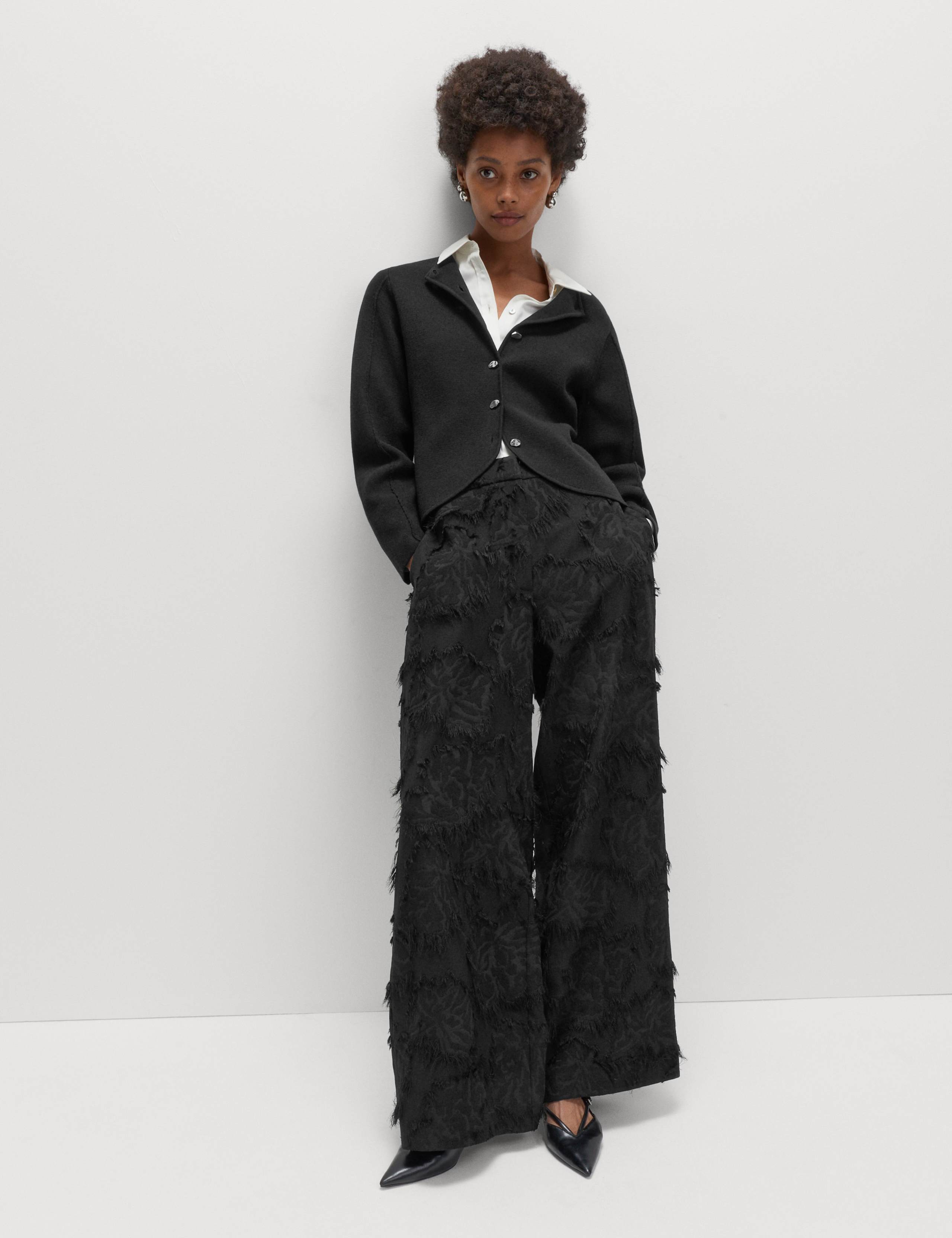 Jacquard Fringe Wide Leg Trousers 1 of 7