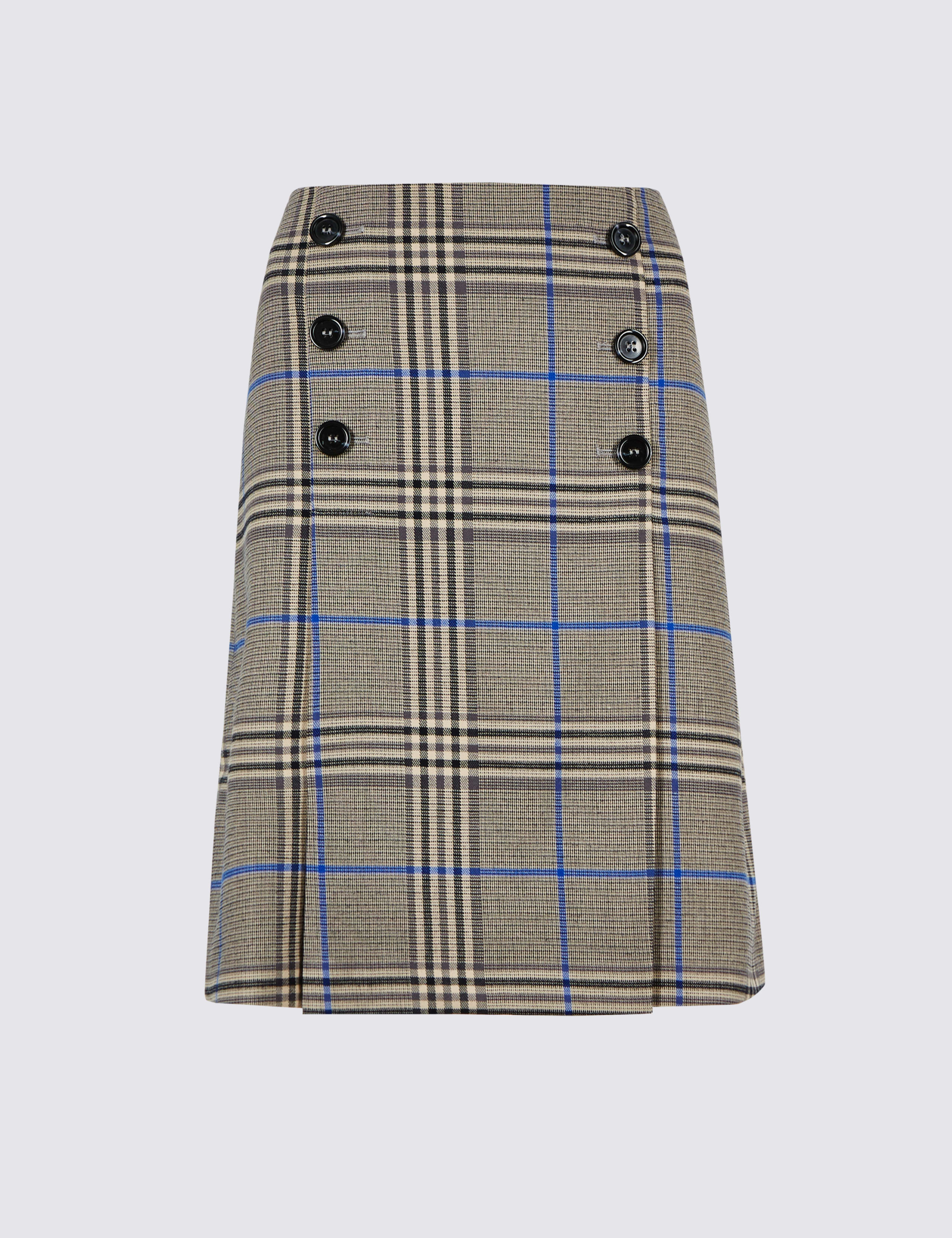 Checked Button Front A-Line Mini Skirt 2 of 6