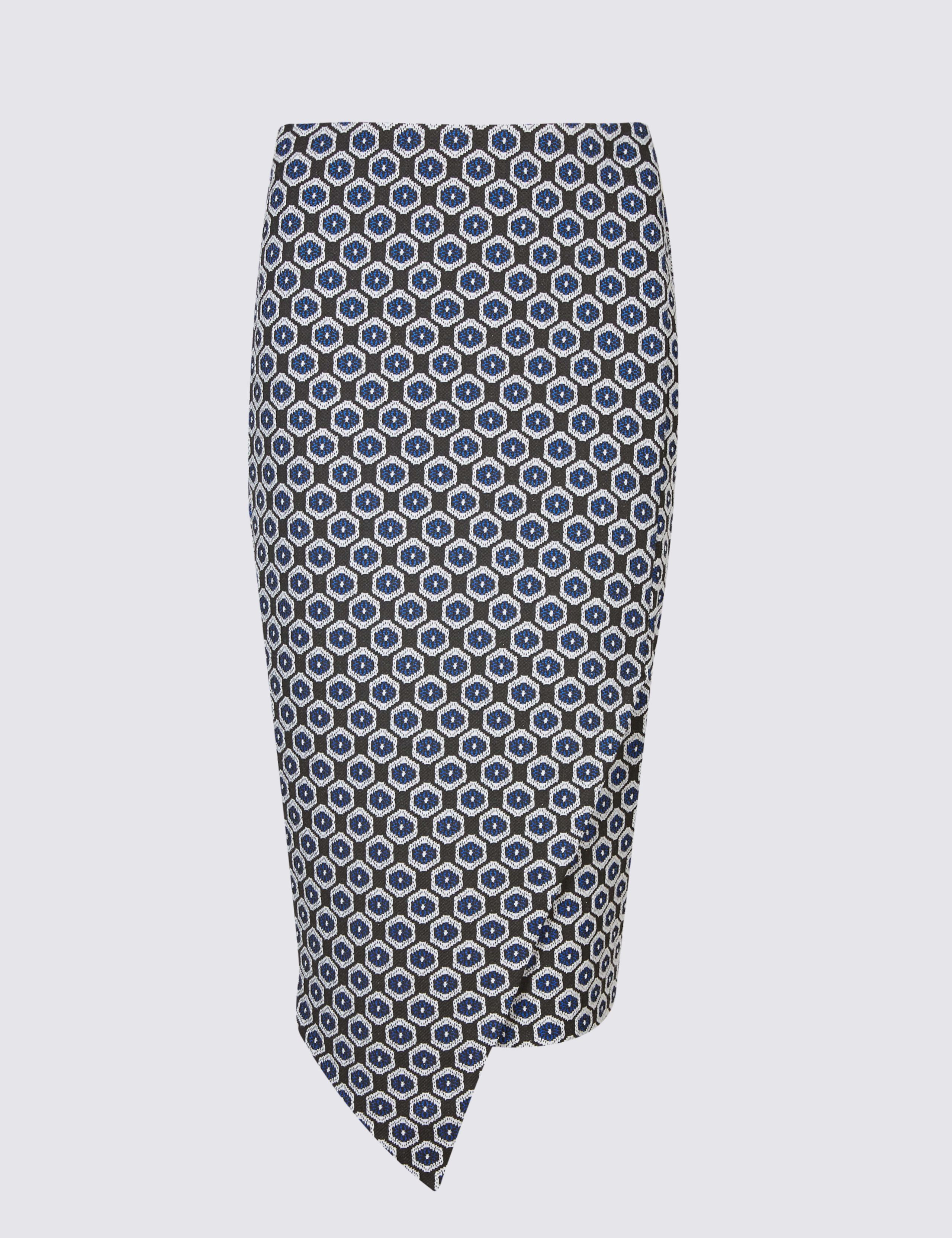 Jacquard Asymmetric Wrap Pencil Skirt 2 of 6