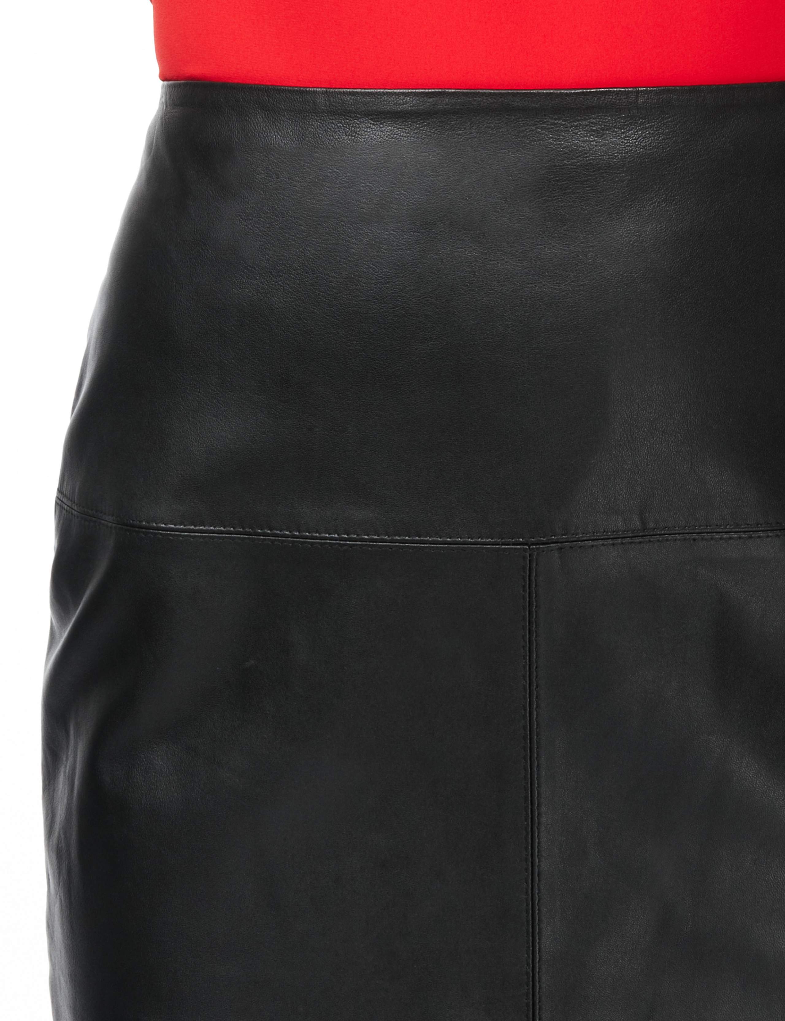 Knee Length Ponte Pencil Skirt with Leather Front 6 of 6