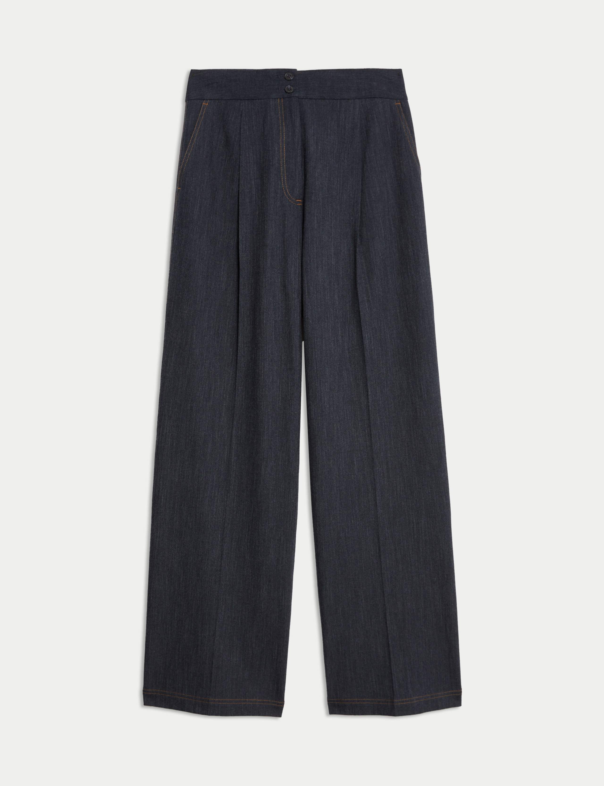 Cotton Blend Denim Look Wide Leg Trouser 2 of 5