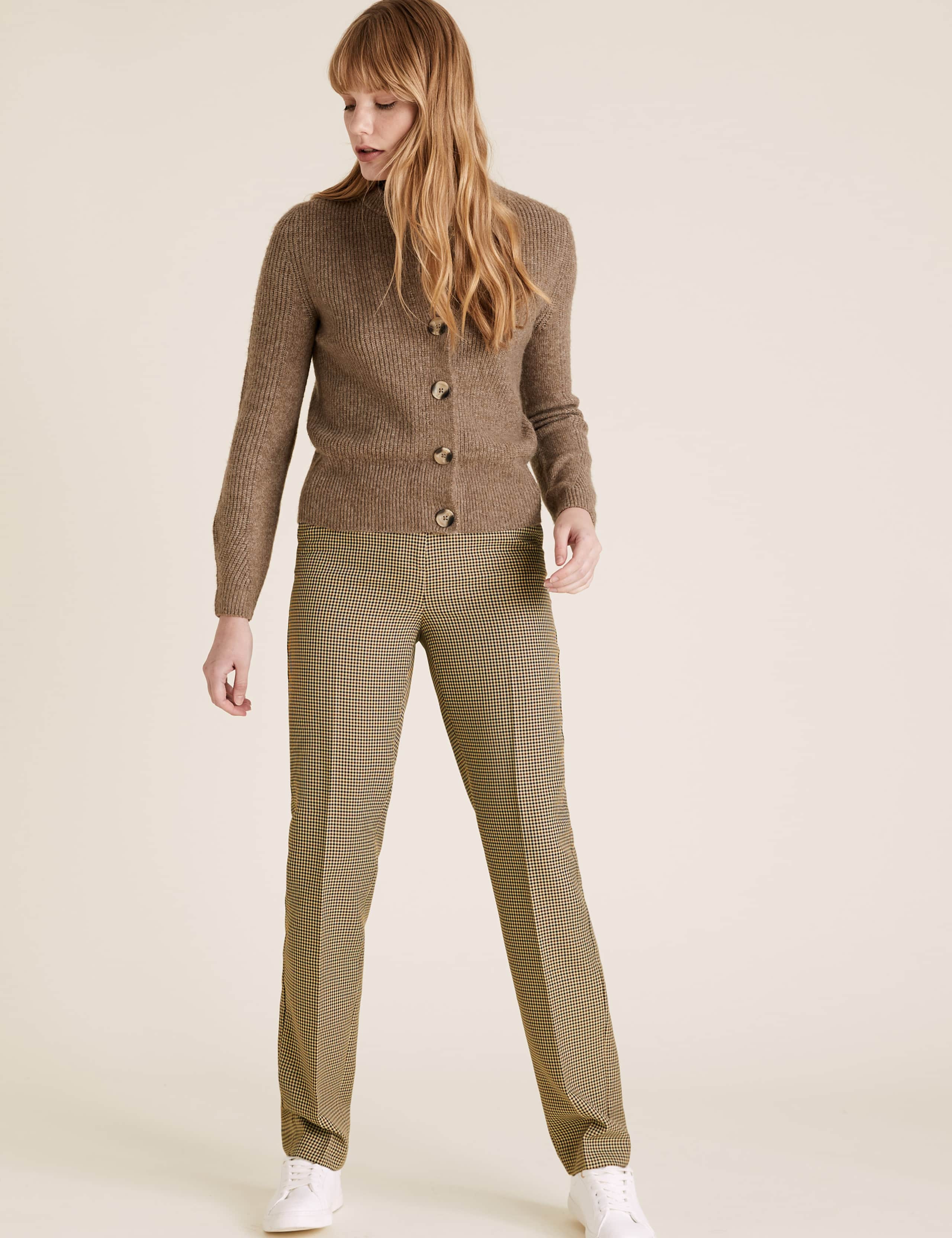 Checked Straight Leg Ankle Grazer Trousers 1 of 5