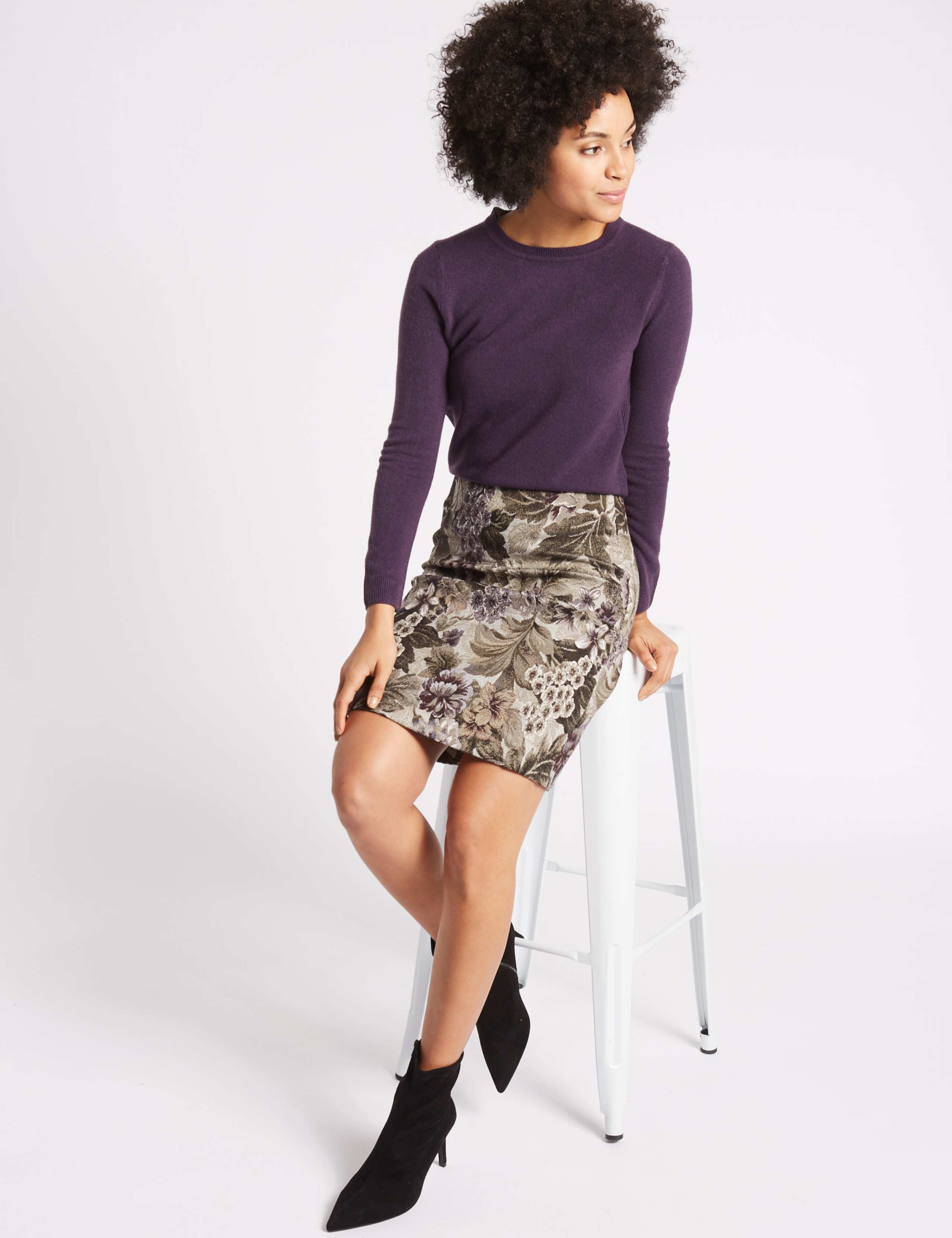 Jacquard Floral Print A-Line Mini Skirt 3 of 5