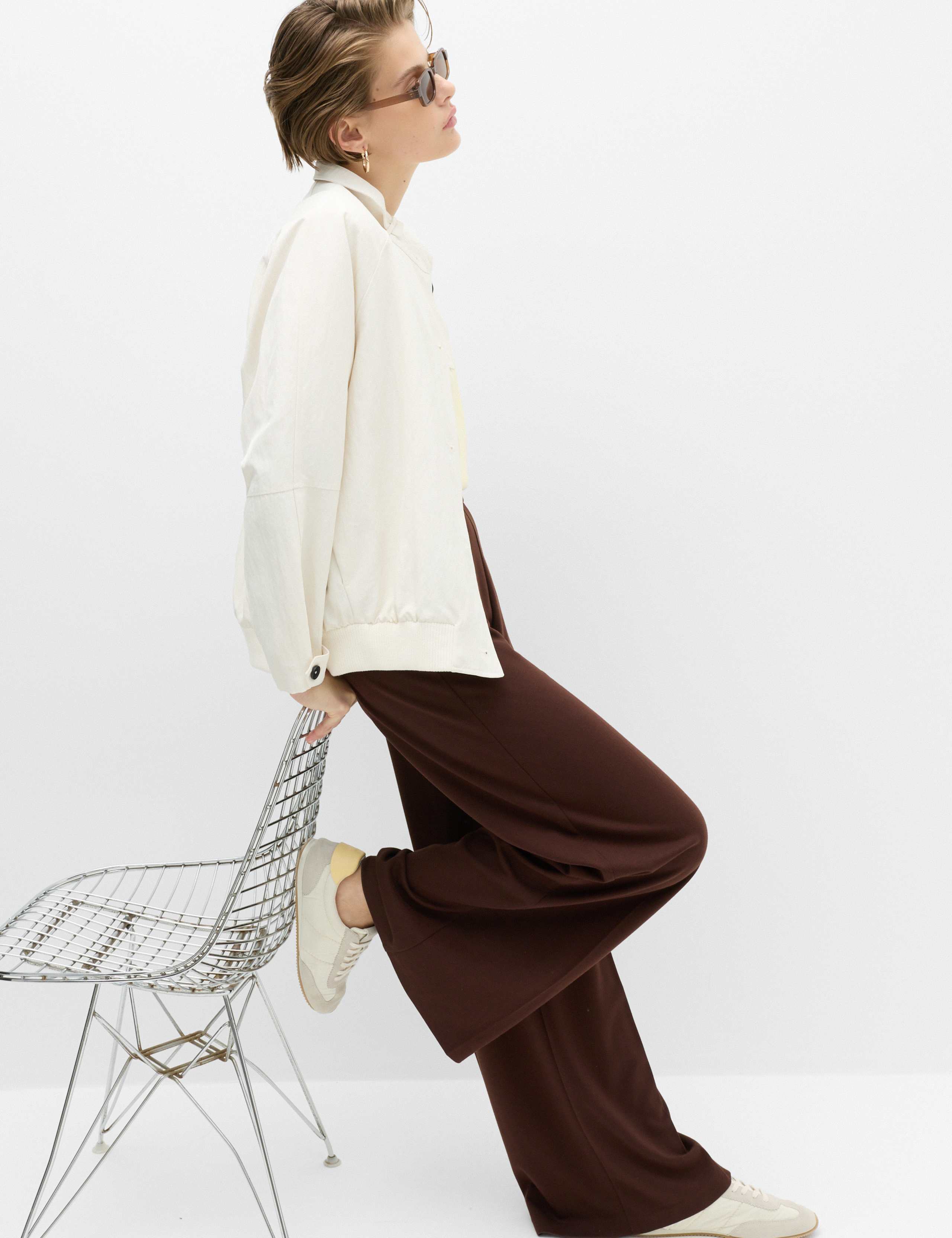Jersey Wide Leg Trousers with Stretch 6 of 6