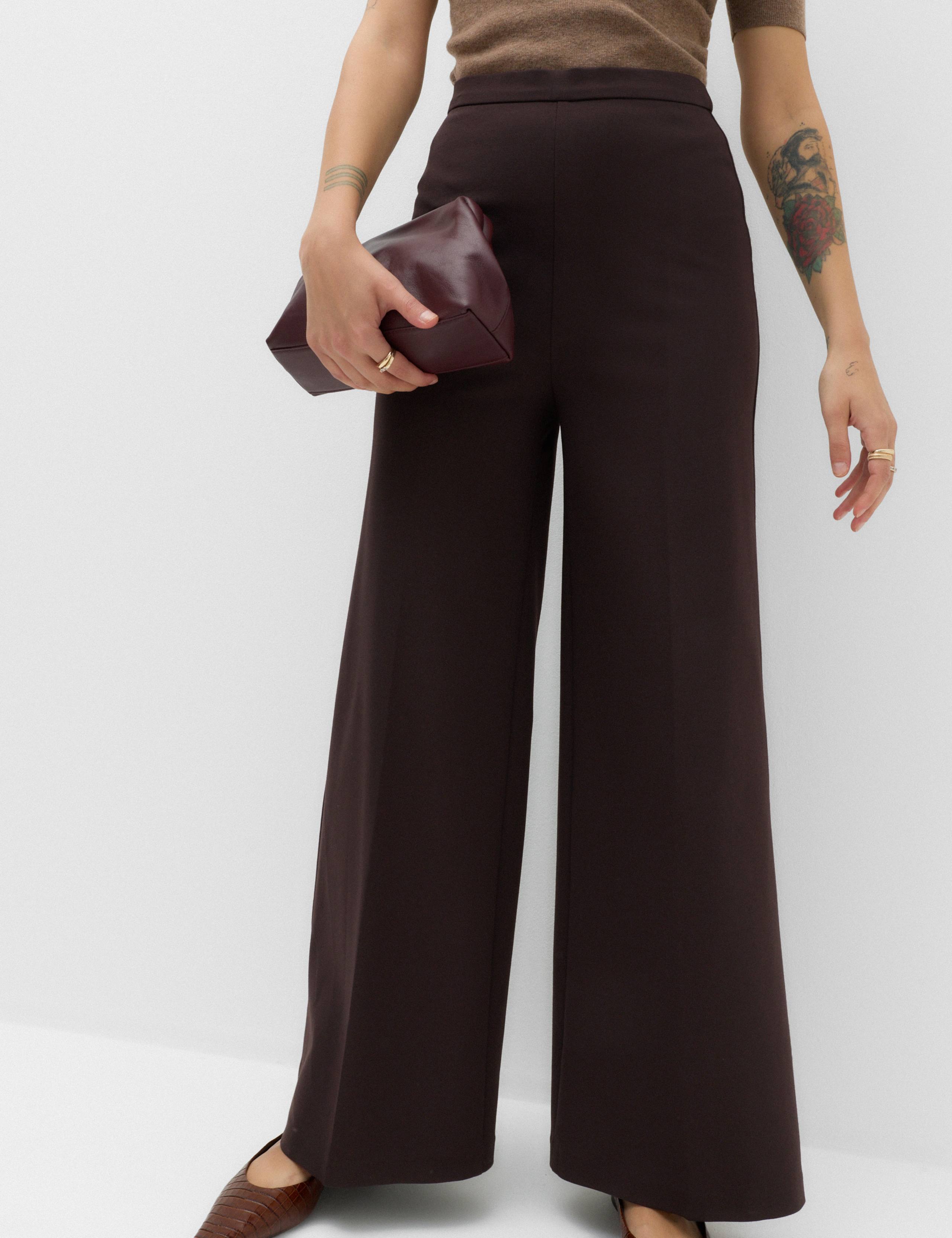 Jersey Wide Leg Trousers with Stretch 5 of 6