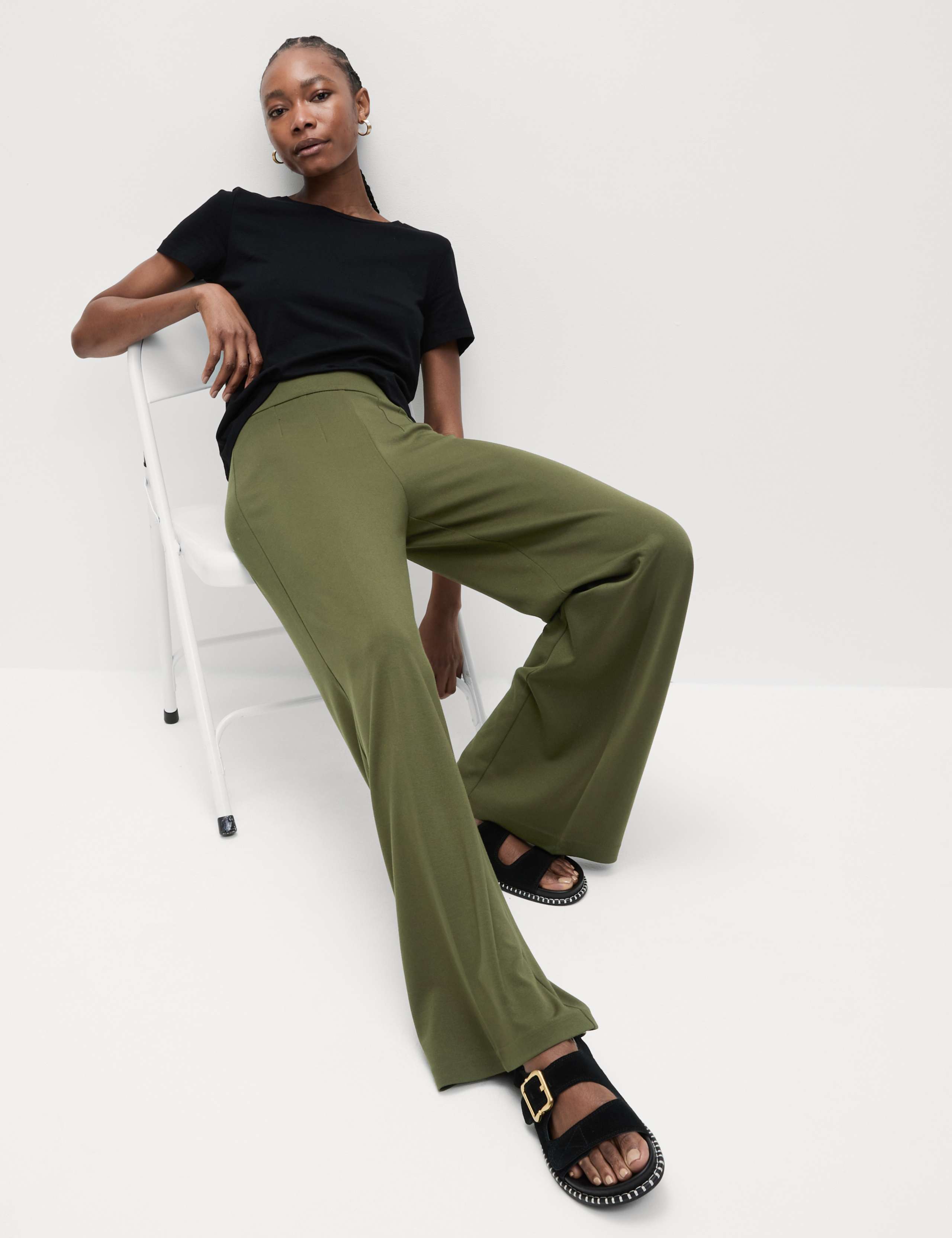 Jersey Wide Leg Trousers with Stretch 5 of 6