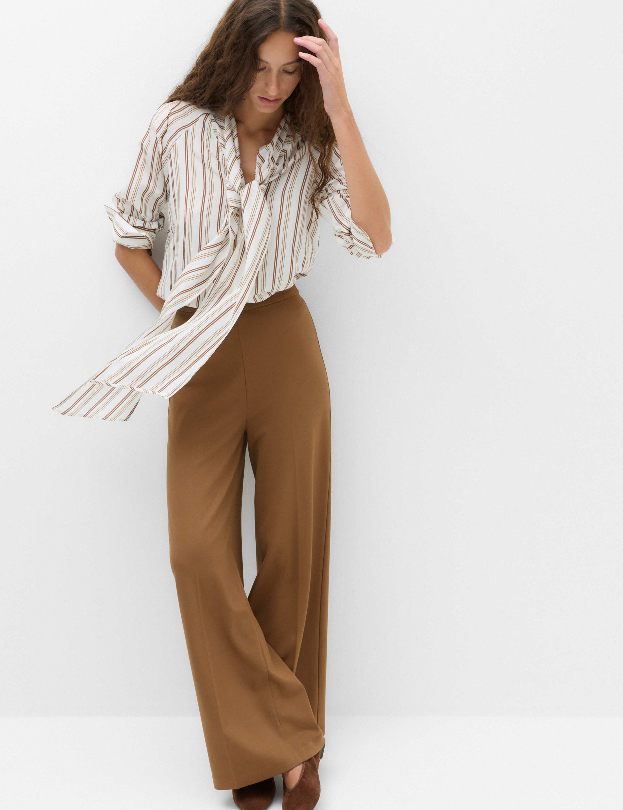 Jersey Wide Leg Trousers with Stretch 1 of 6