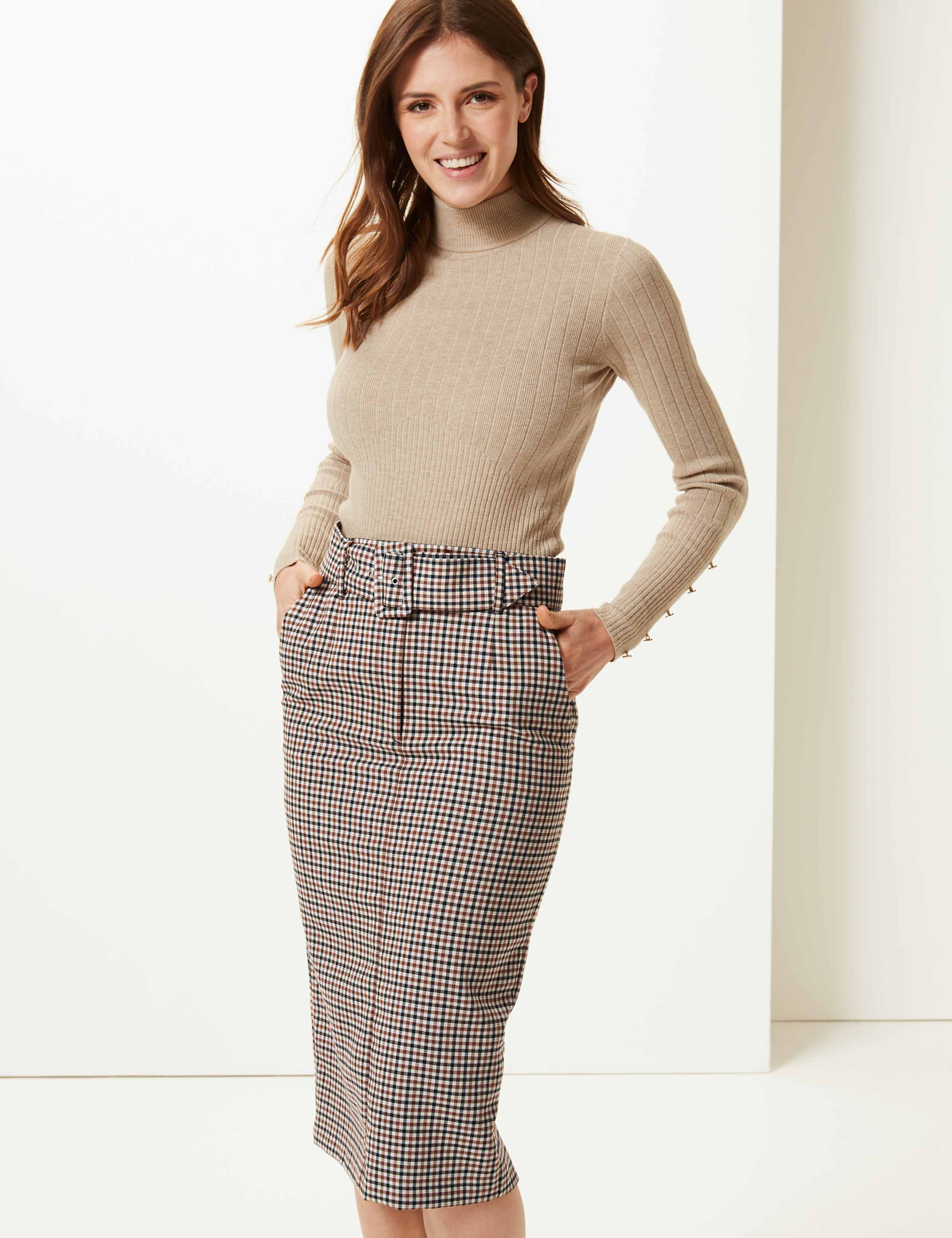Checked Pencil Skirt 1 of 4