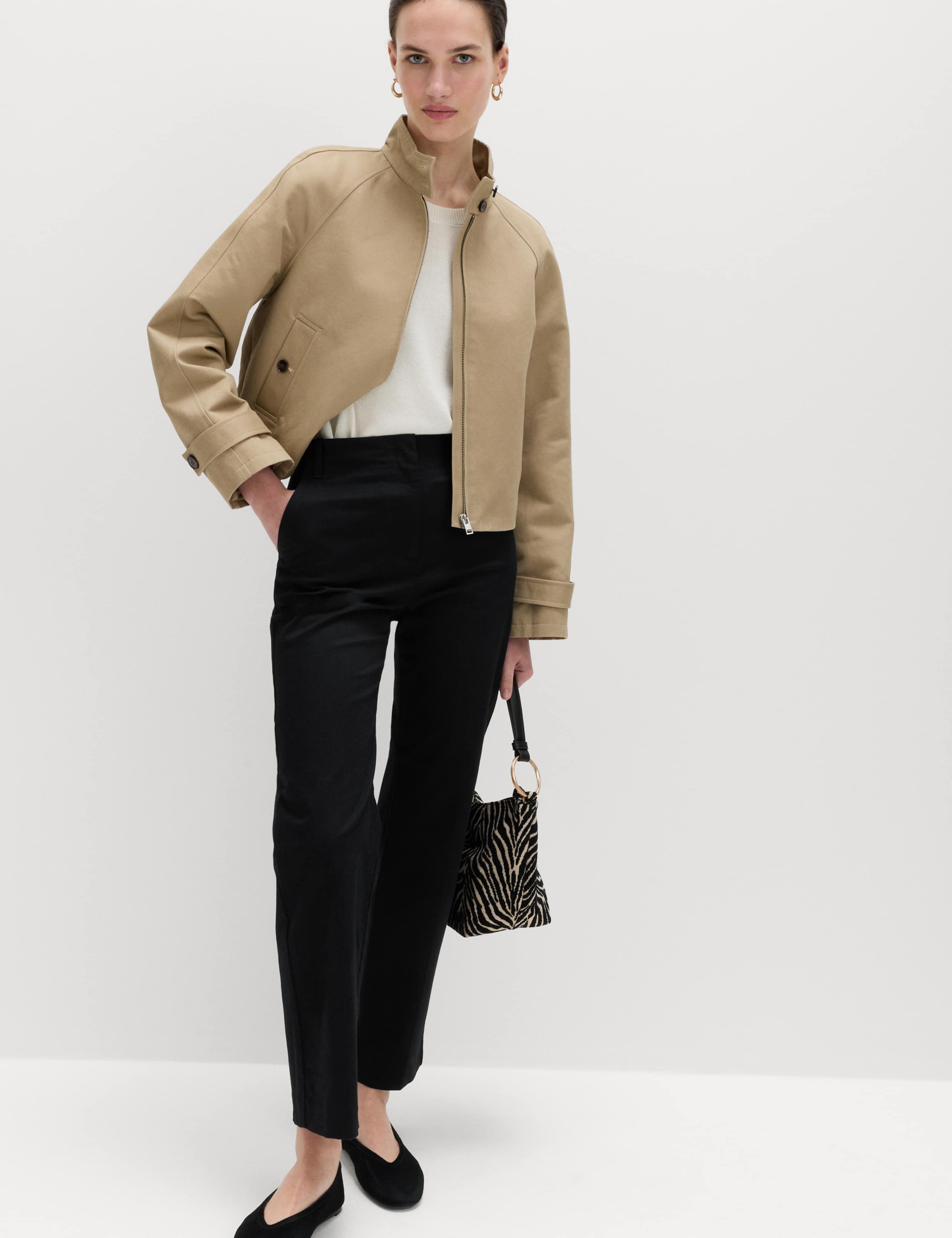 Cotton Rich Straight Leg Trousers 1 of 5