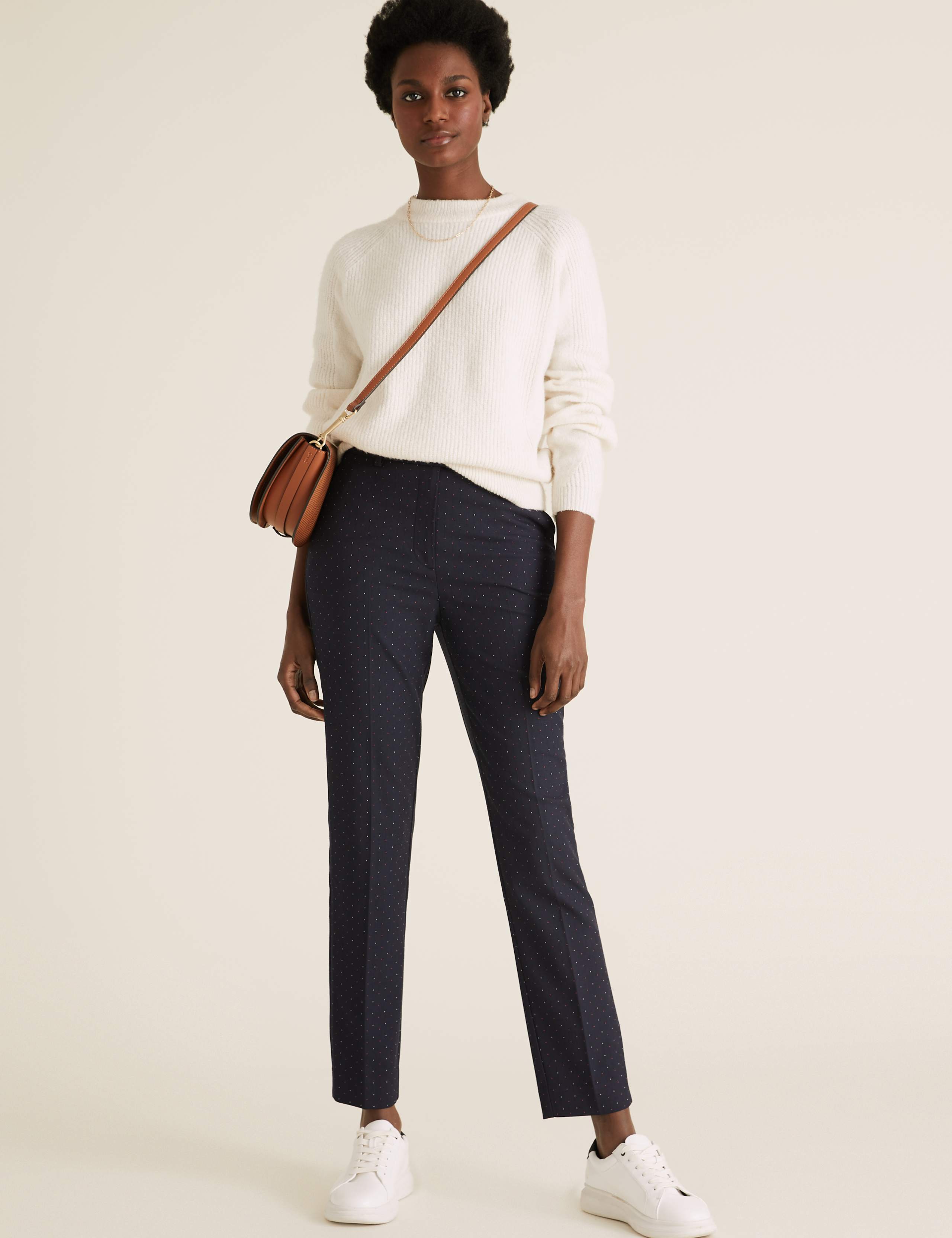 Mia Slim Pindot Ankle Grazer Trousers 1 of 6