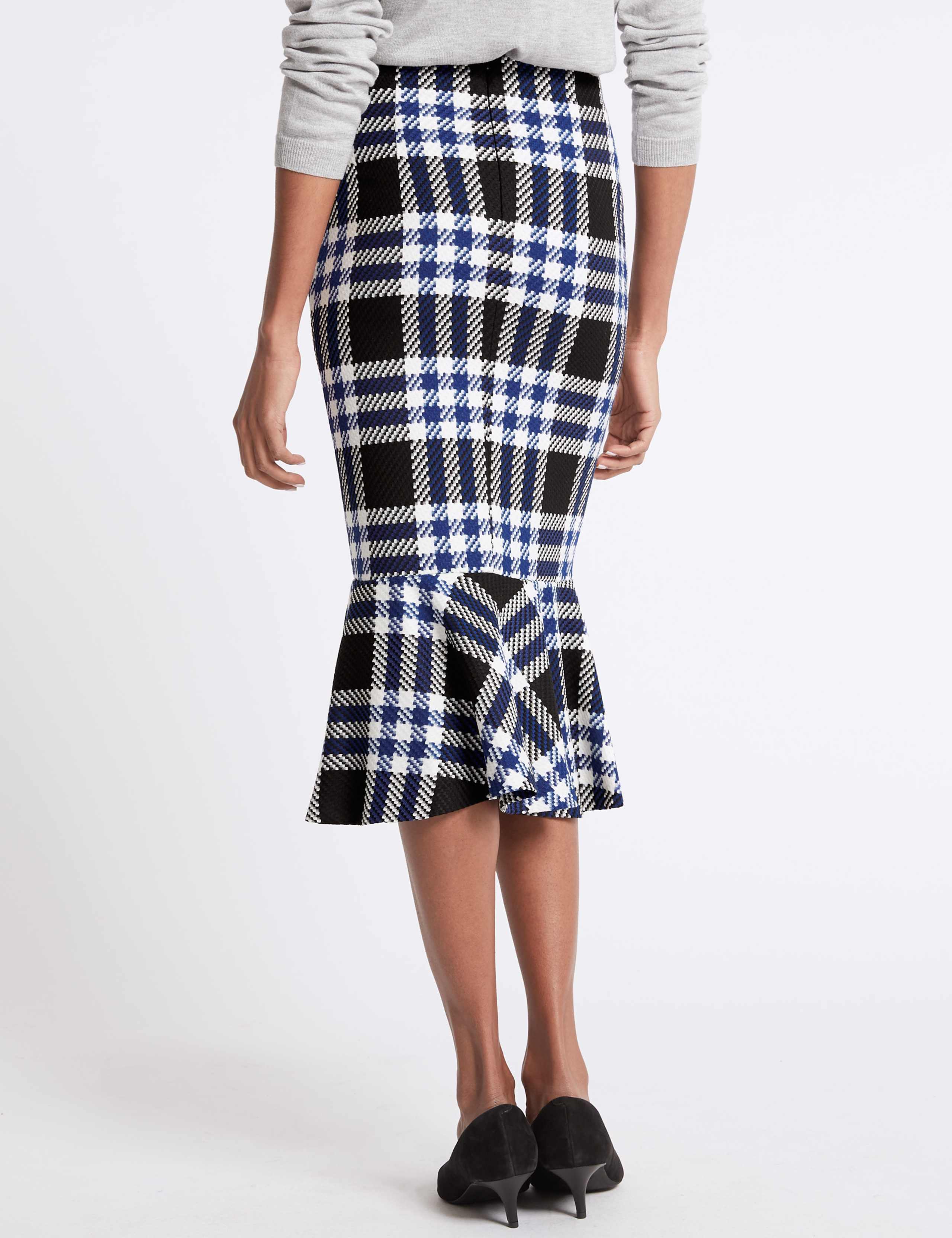 Checked Fish Tail Midi Skirt 5 of 6
