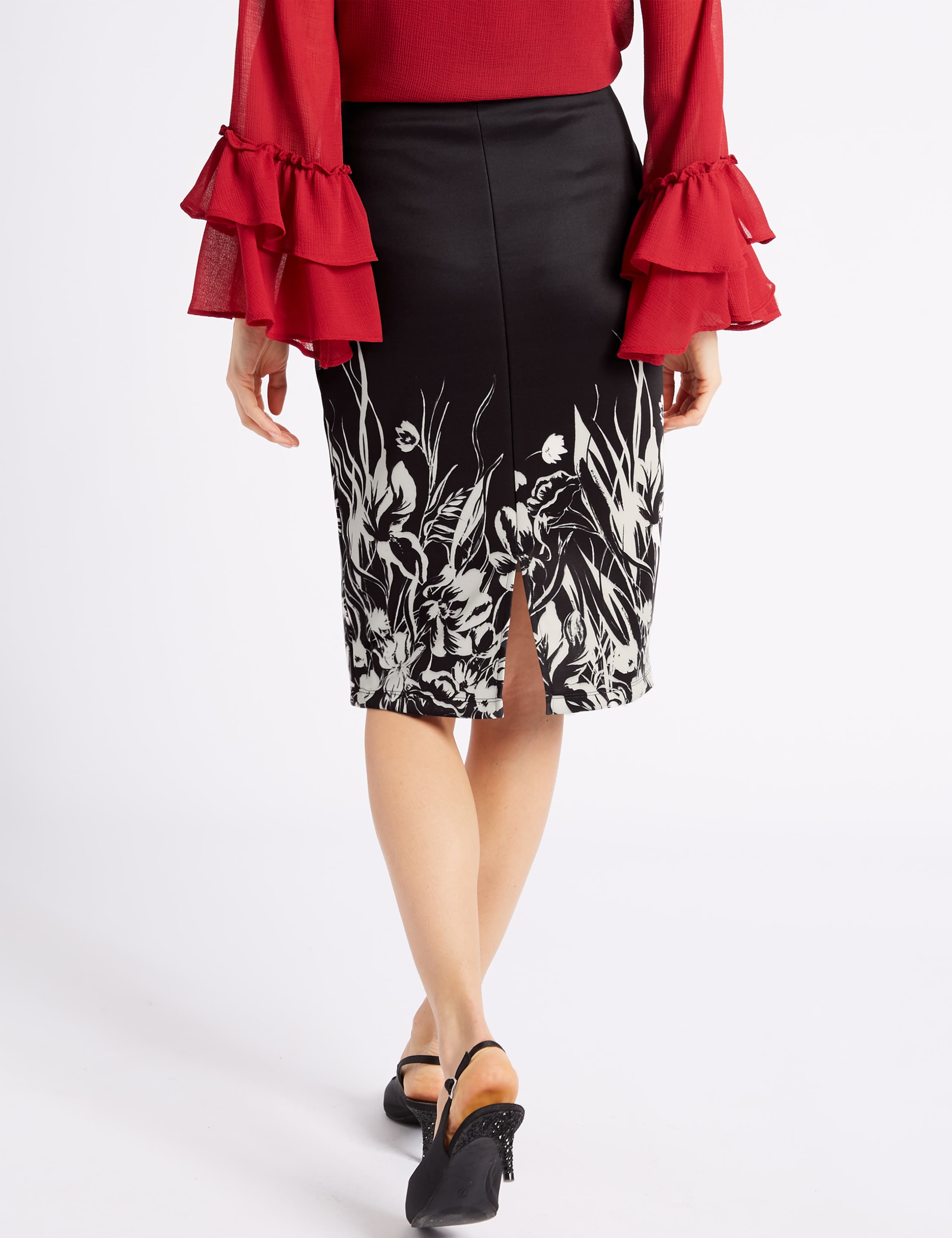 Floral Print Pencil Midi Skirt 4 of 5