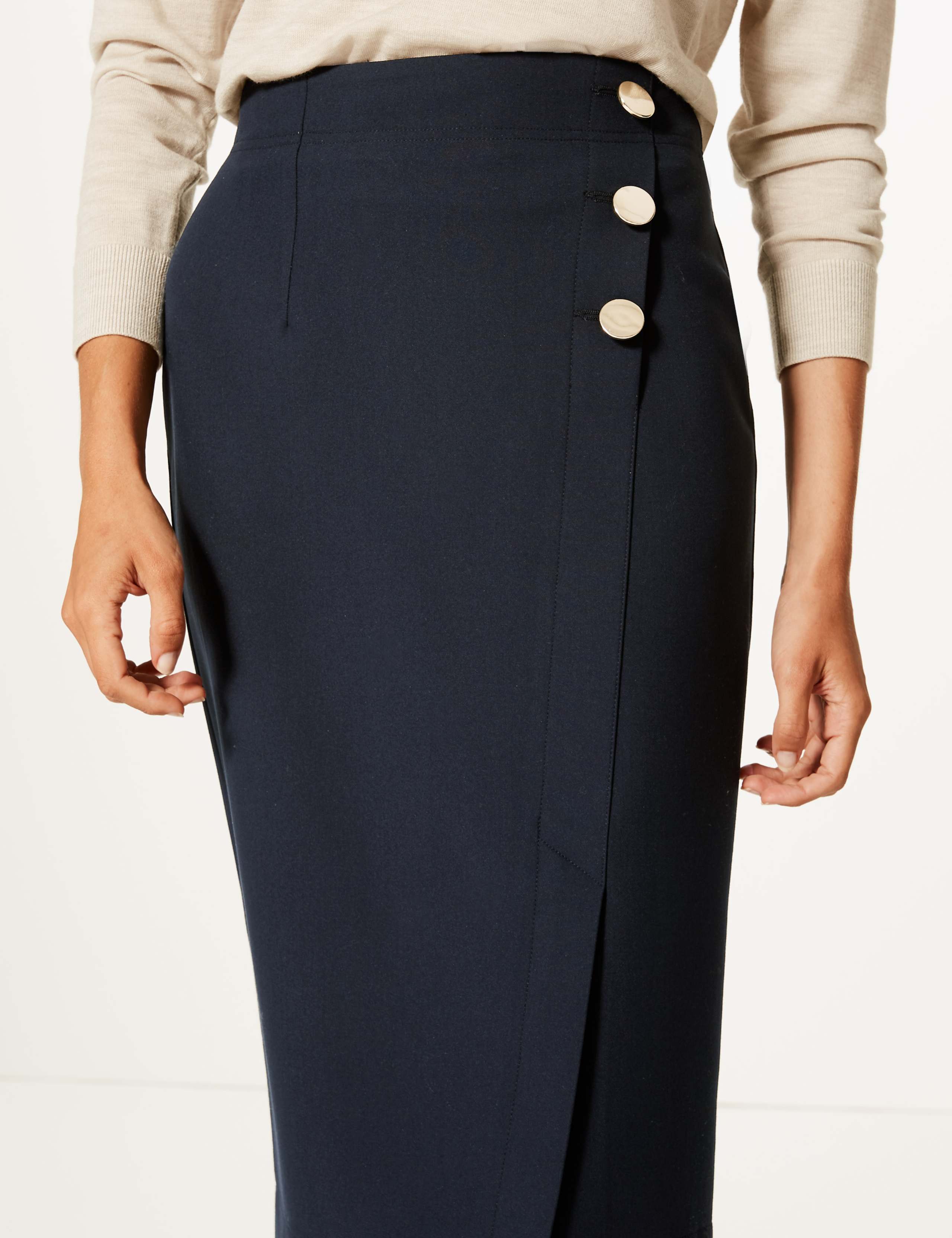 Button Detail Pencil Skirt 5 of 5