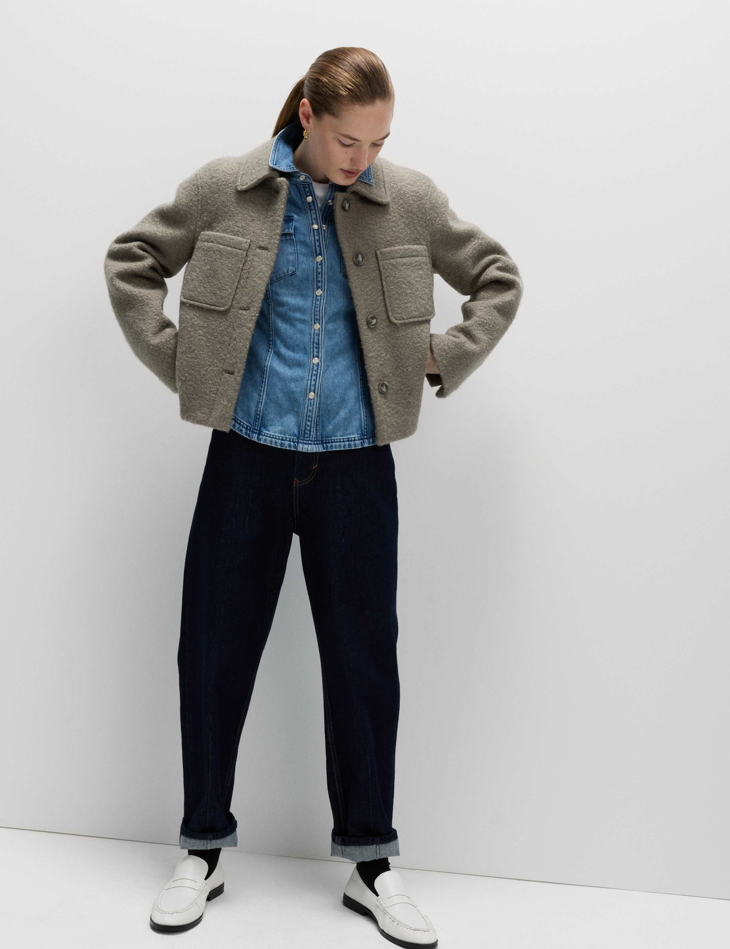 Textured Collared Bomber Jacket 3 of 6