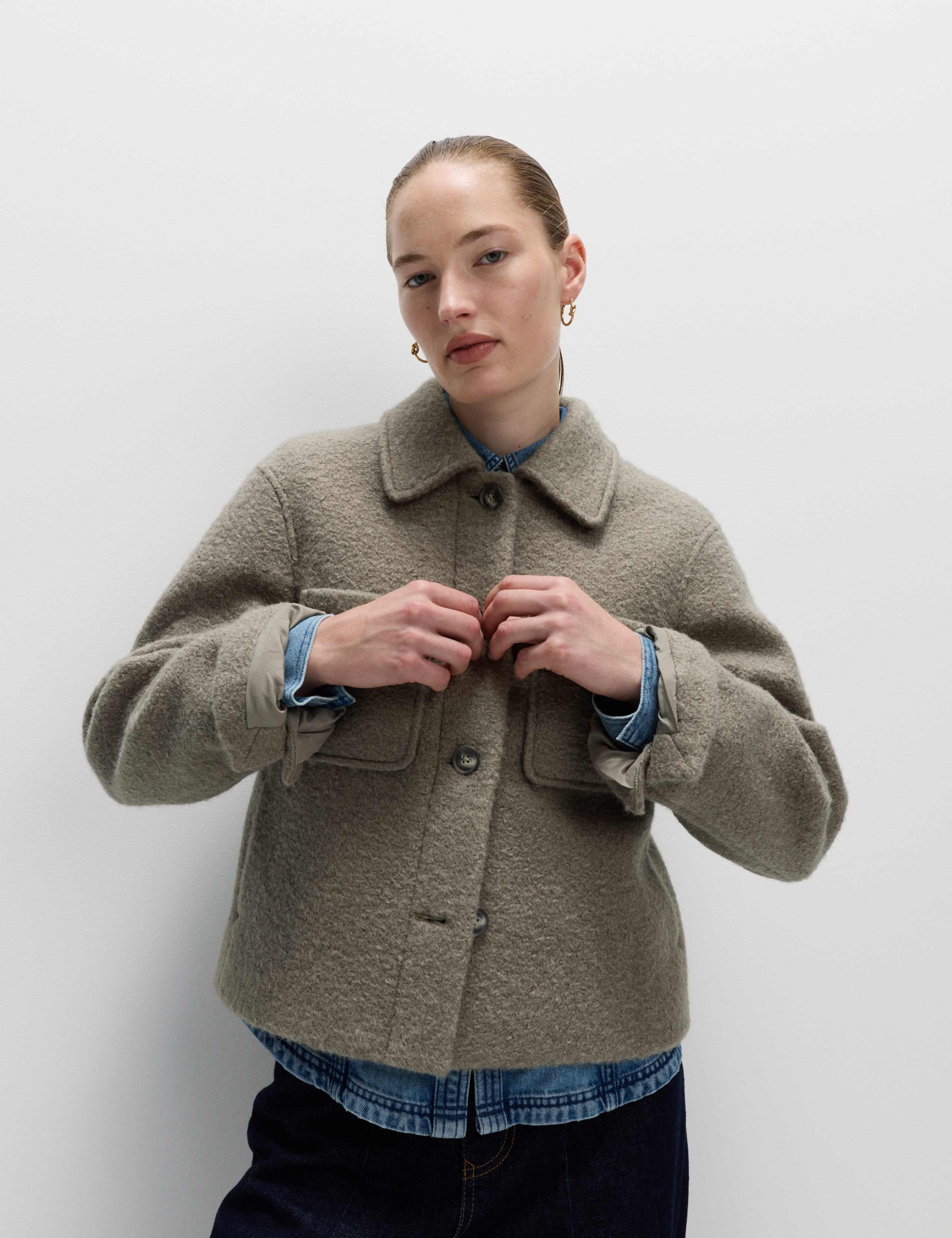 Textured Collared Bomber Jacket 4 of 6