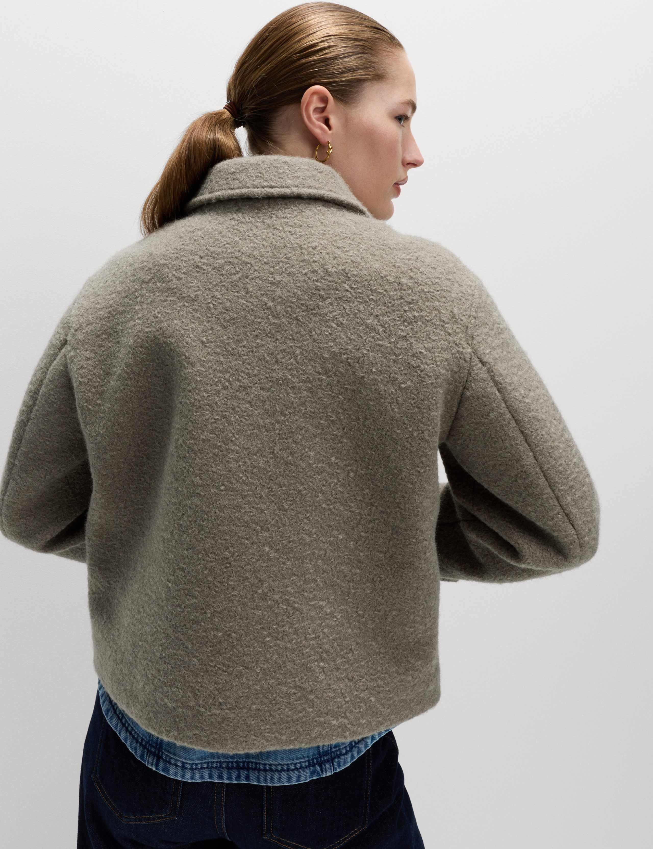 Textured Collared Bomber Jacket 5 of 6