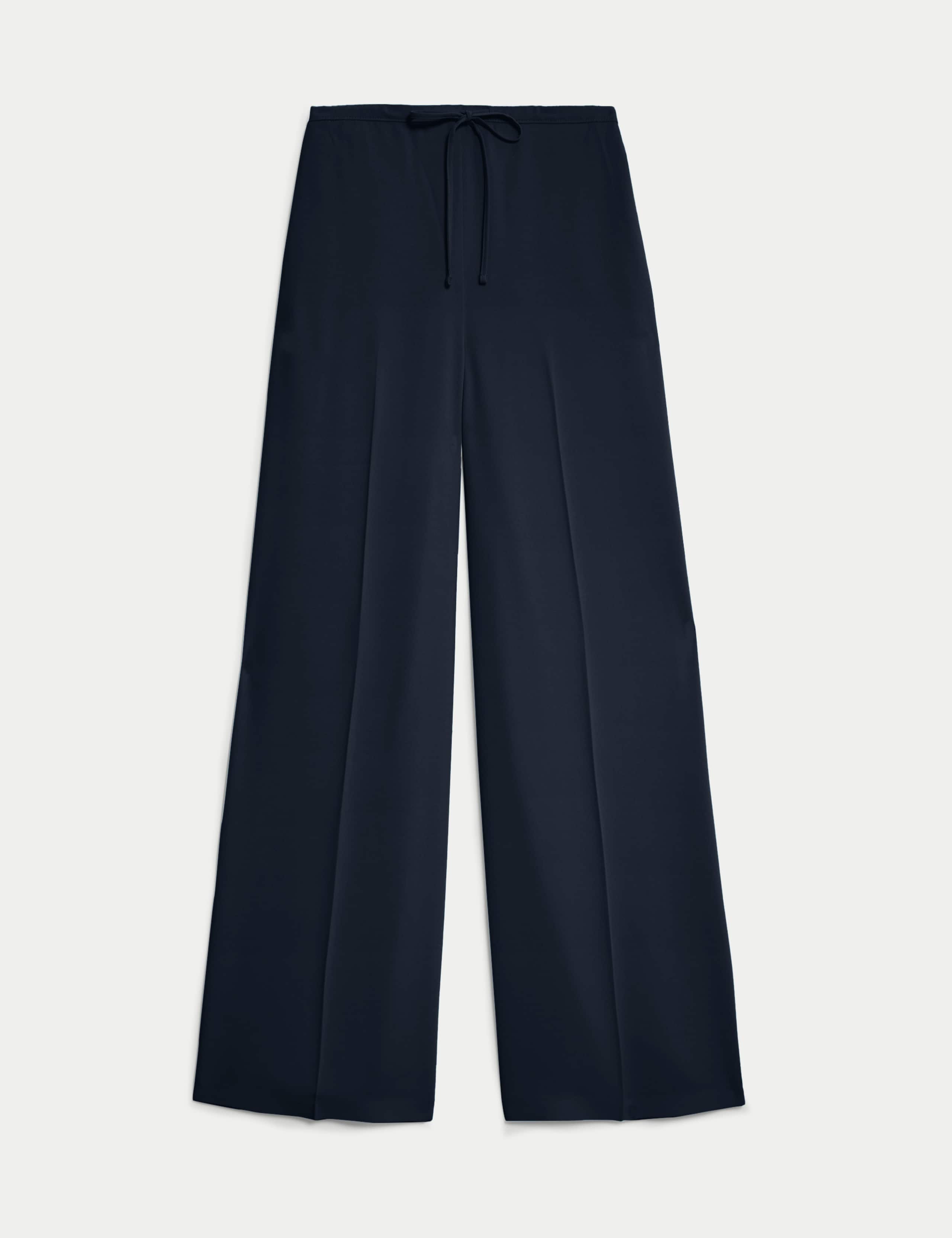 Crepe Elasticated Waist Wide Leg Trousers 2 of 5